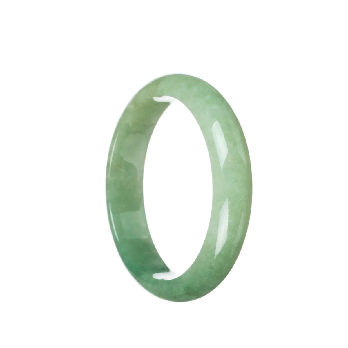 Certified Grade A Green Burma Jade Bangle - 59mm Half Moon - Image 2