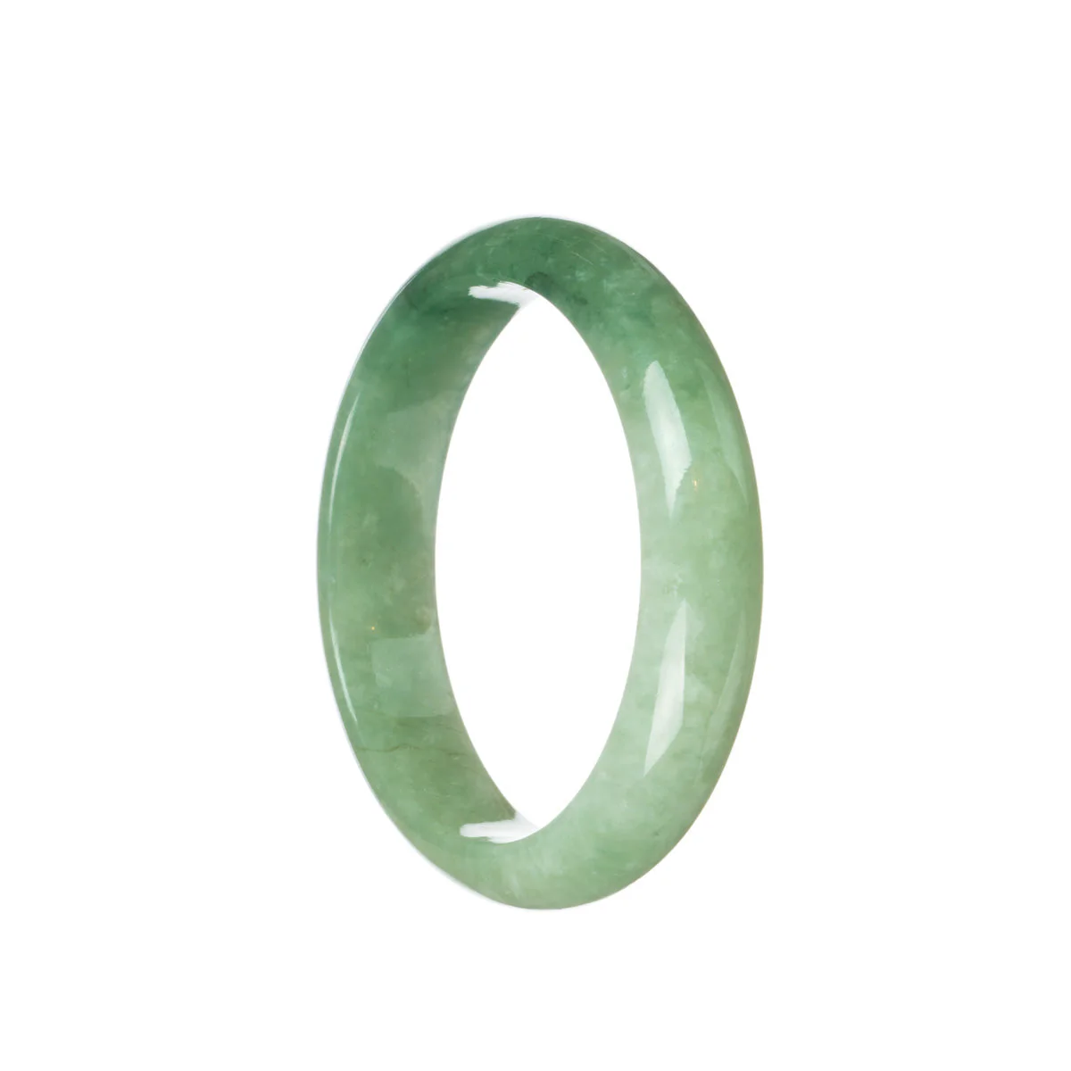 Certified Grade A Green Burma Jade Bangle - 59mm Half Moon - Image 3