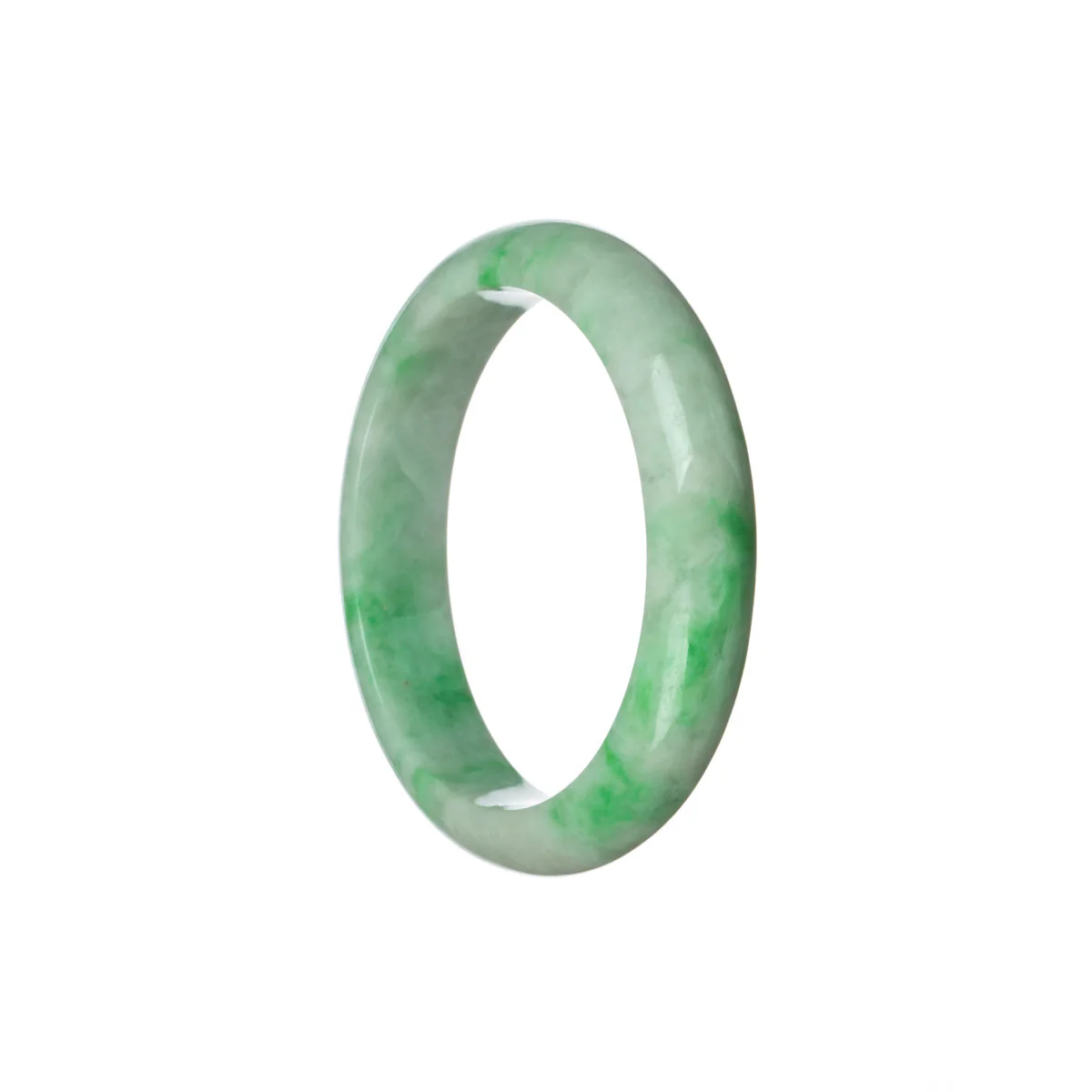 Authentic Untreated White with apple green Jadeite Jade Bangle - 53mm Half Moon - Image 3