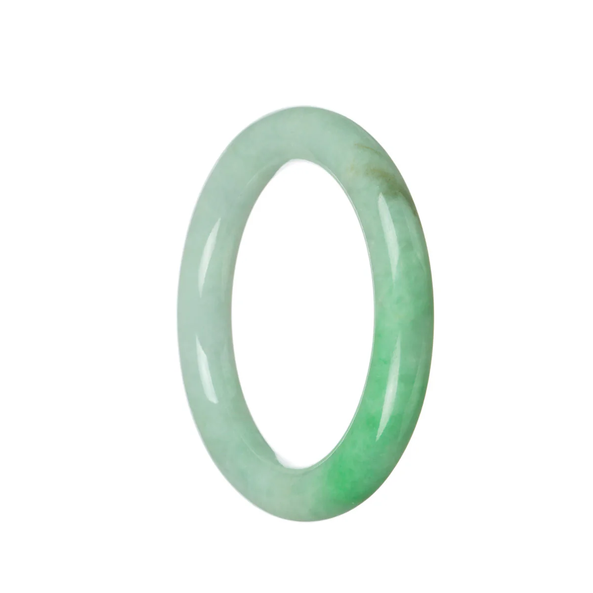 Real Untreated Emerald green Traditional Jade Bangle - 58mm Half Moon