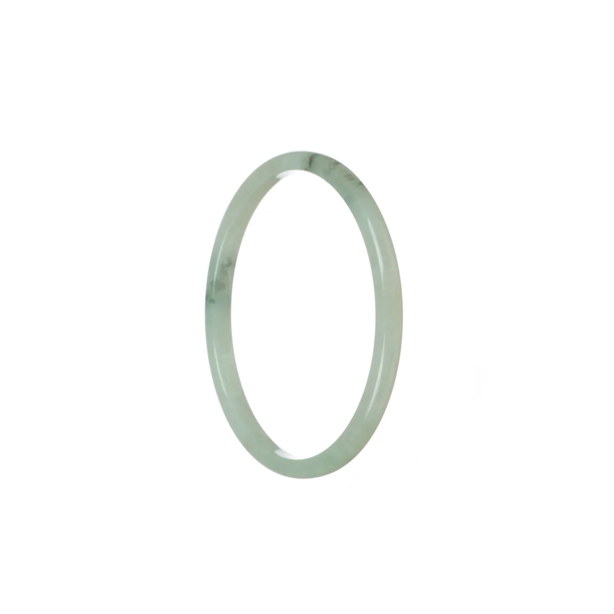Real Grade A Pale green flower Jadeite Bangle - 54mm Flat - Image 3