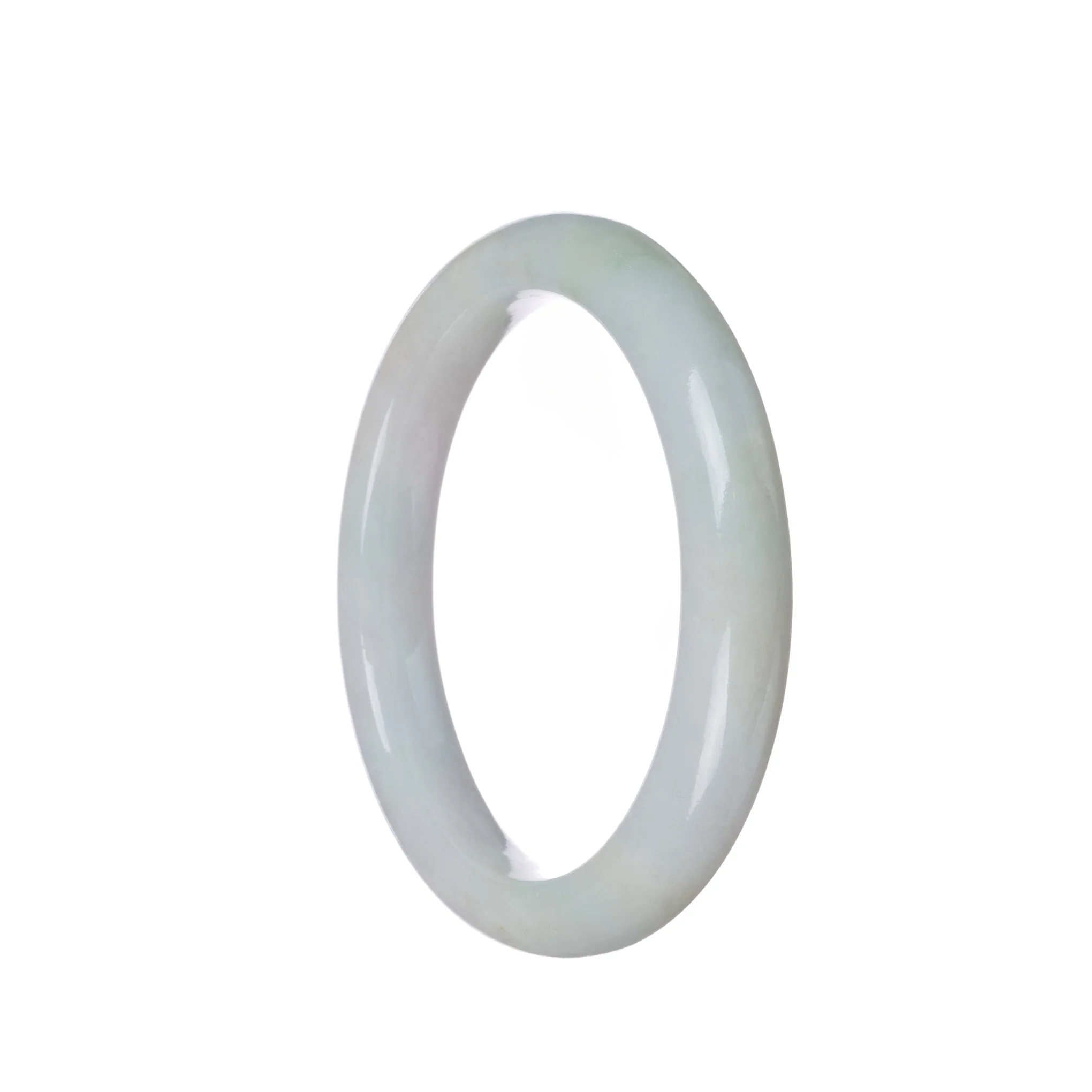 Genuine Grade A Pale green Traditional Jade Bangle - 59mm Half Moon - Image 2
