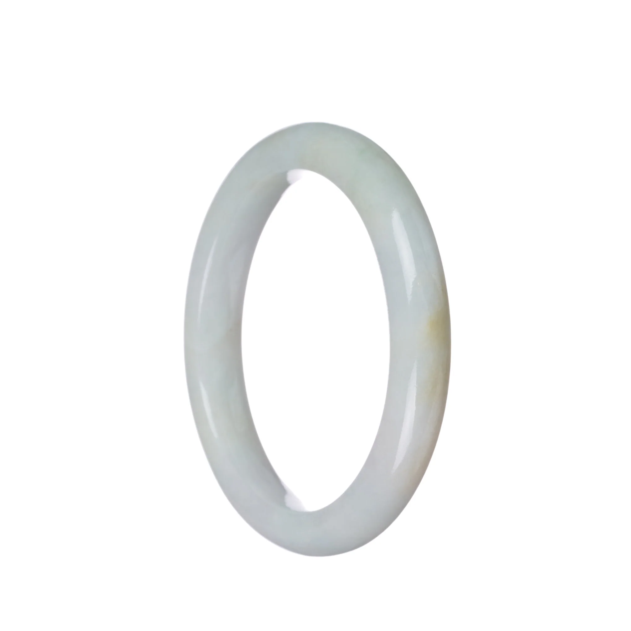 Genuine Grade A Pale green Traditional Jade Bangle - 59mm Half Moon - Image 3
