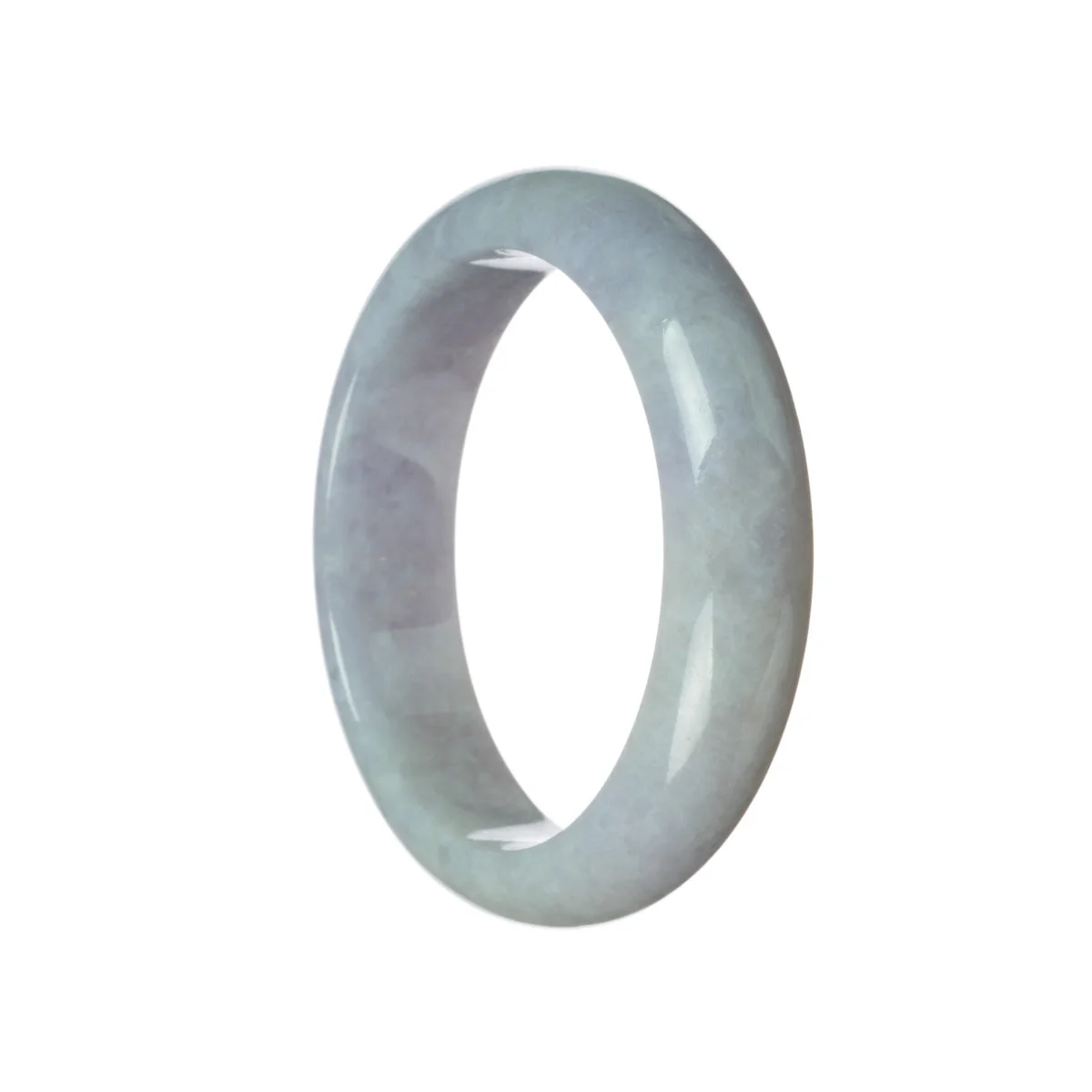 Authentic Untreated Lavender Traditional Jade Bangle - 61mm Half Moon