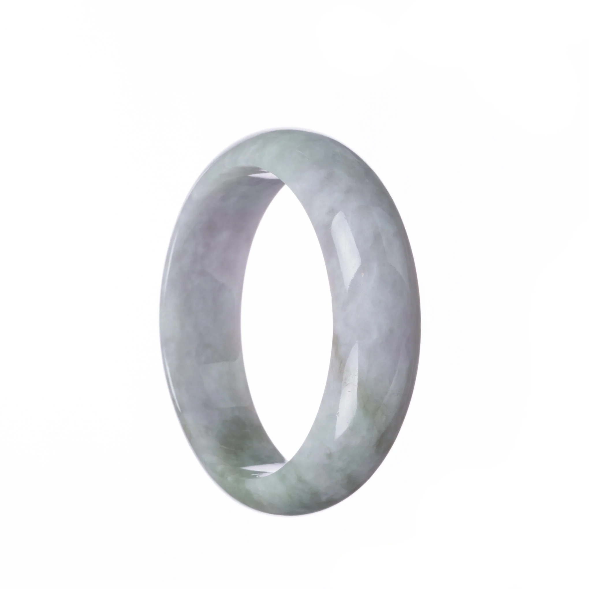 Authentic Grade A Lavender with green Traditional Jade Bracelet - 59mm Half Moon