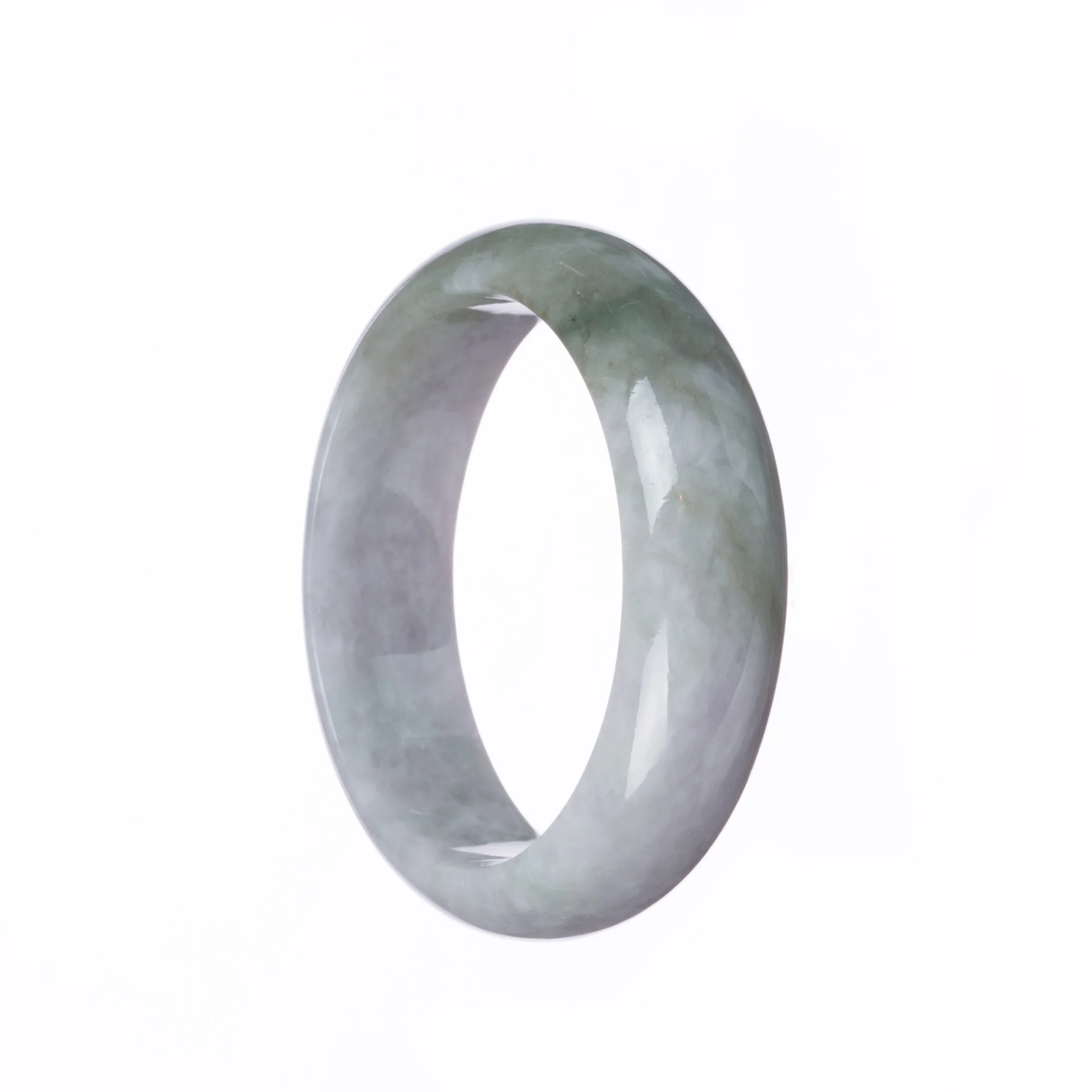 Authentic Grade A Lavender with green Traditional Jade Bracelet - 59mm Half Moon - Image 2
