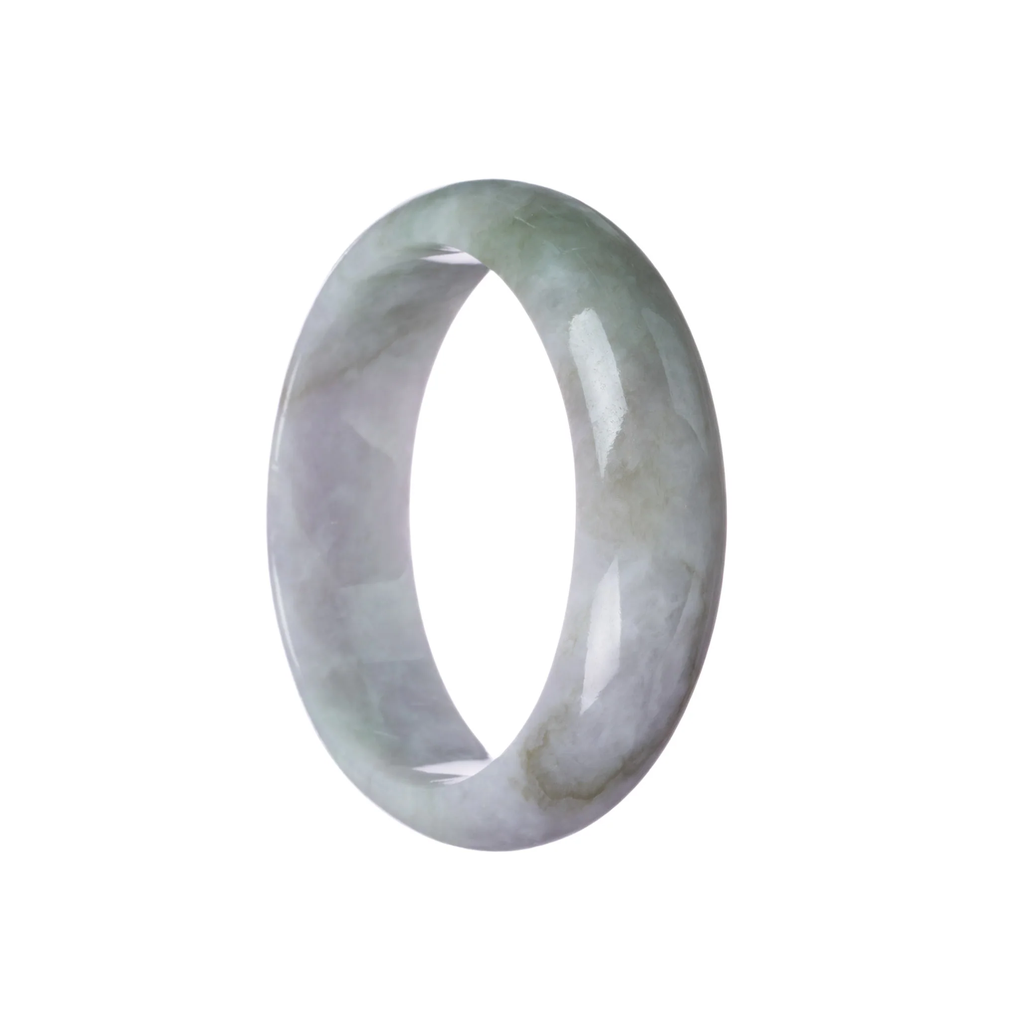 Authentic Grade A Lavender with green Traditional Jade Bracelet - 59mm Half Moon - Image 3