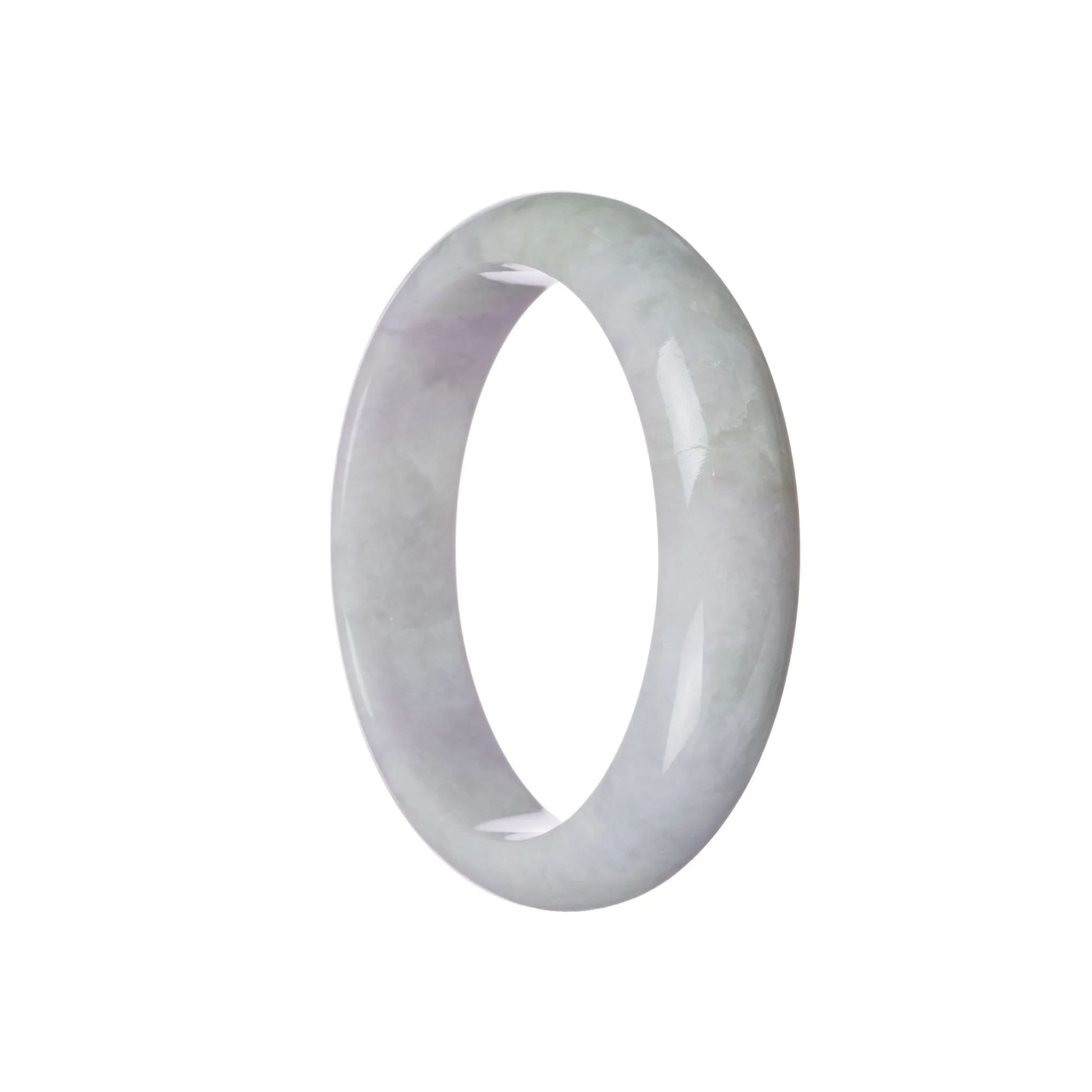 Genuine Grade A Lavender Jadeite Jade Bangle - 59mm Half Moon - Image 3