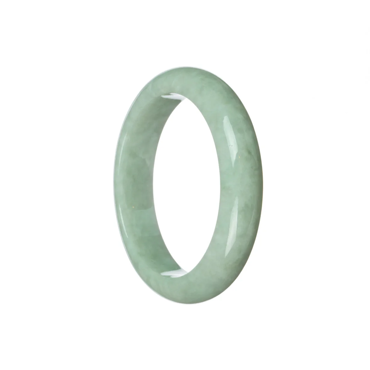 Genuine Grade A Light green Burmese Jade Bangle - 55mm Half Moon - Image 2