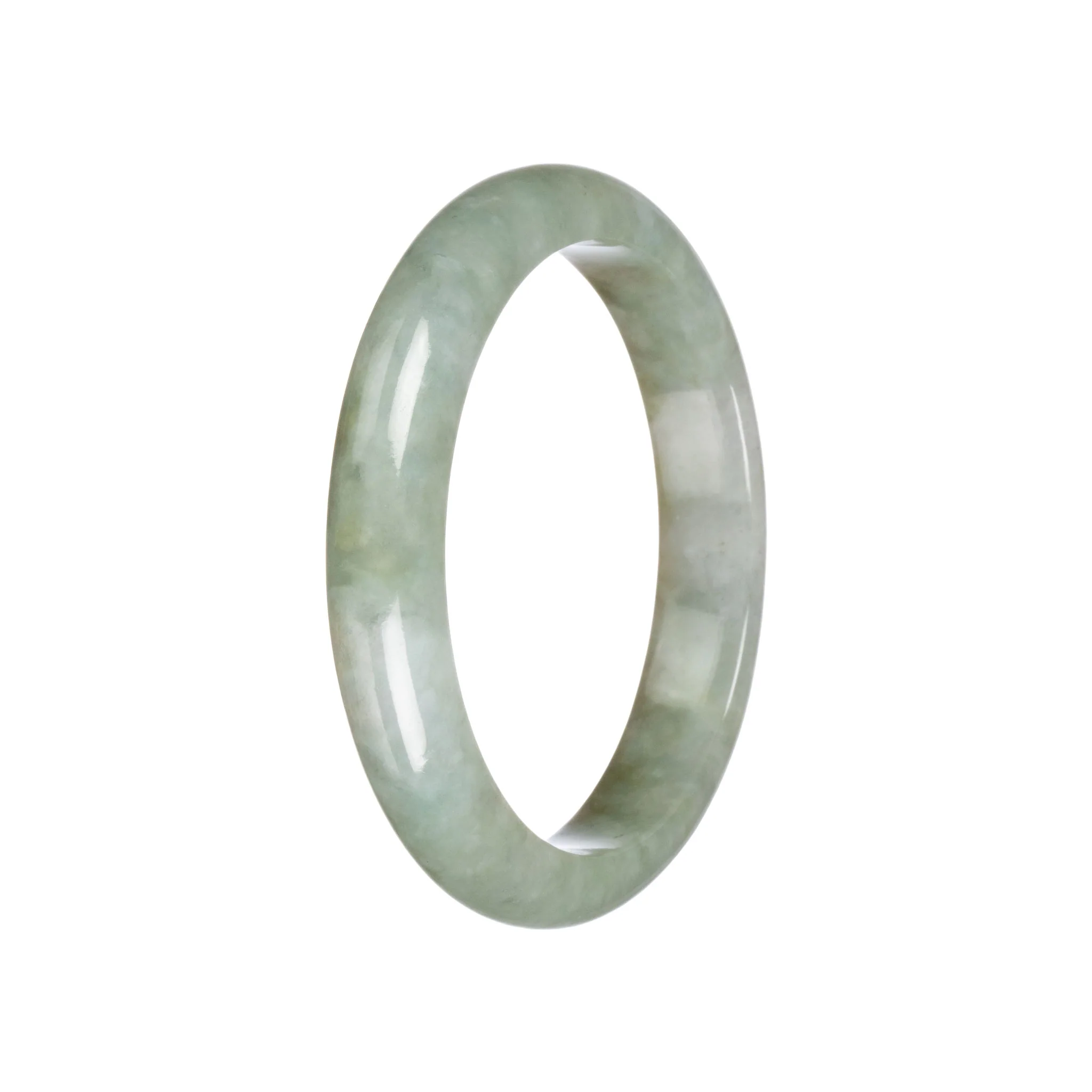 Genuine Untreated Olive green pattern Jadeite Bangle - 59mm Semi Round - Image 3