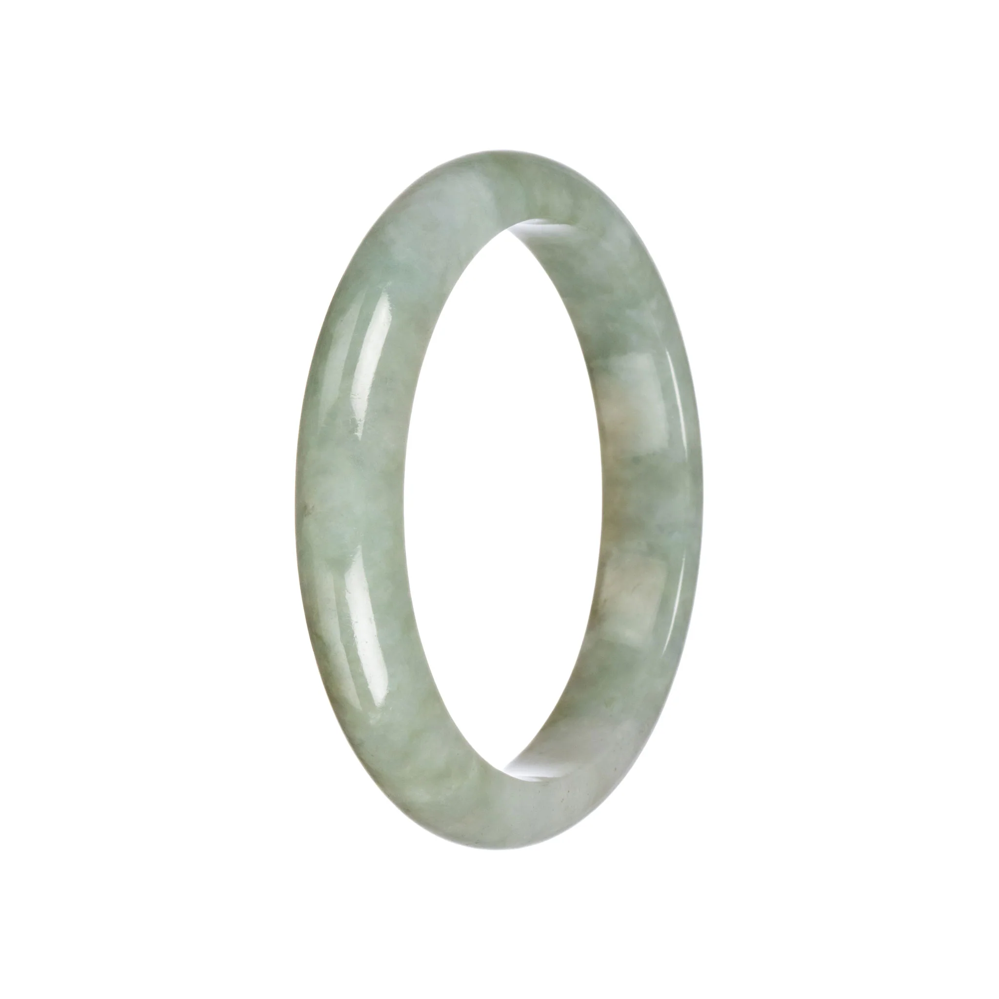 Genuine Untreated Olive green pattern Jadeite Bangle - 59mm Semi Round - Image 4