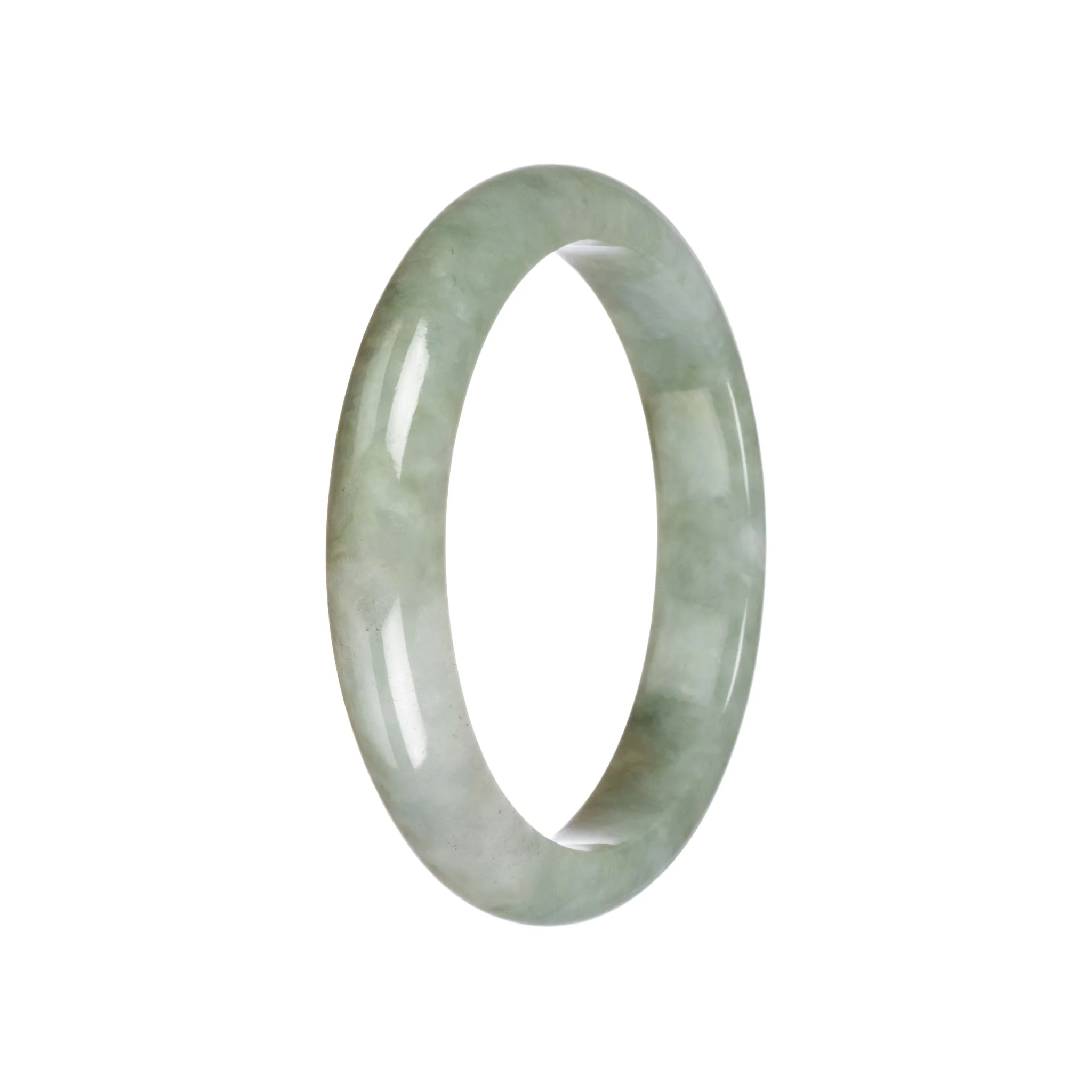Genuine Untreated Olive green pattern Jadeite Bangle - 59mm Semi Round - Image 5