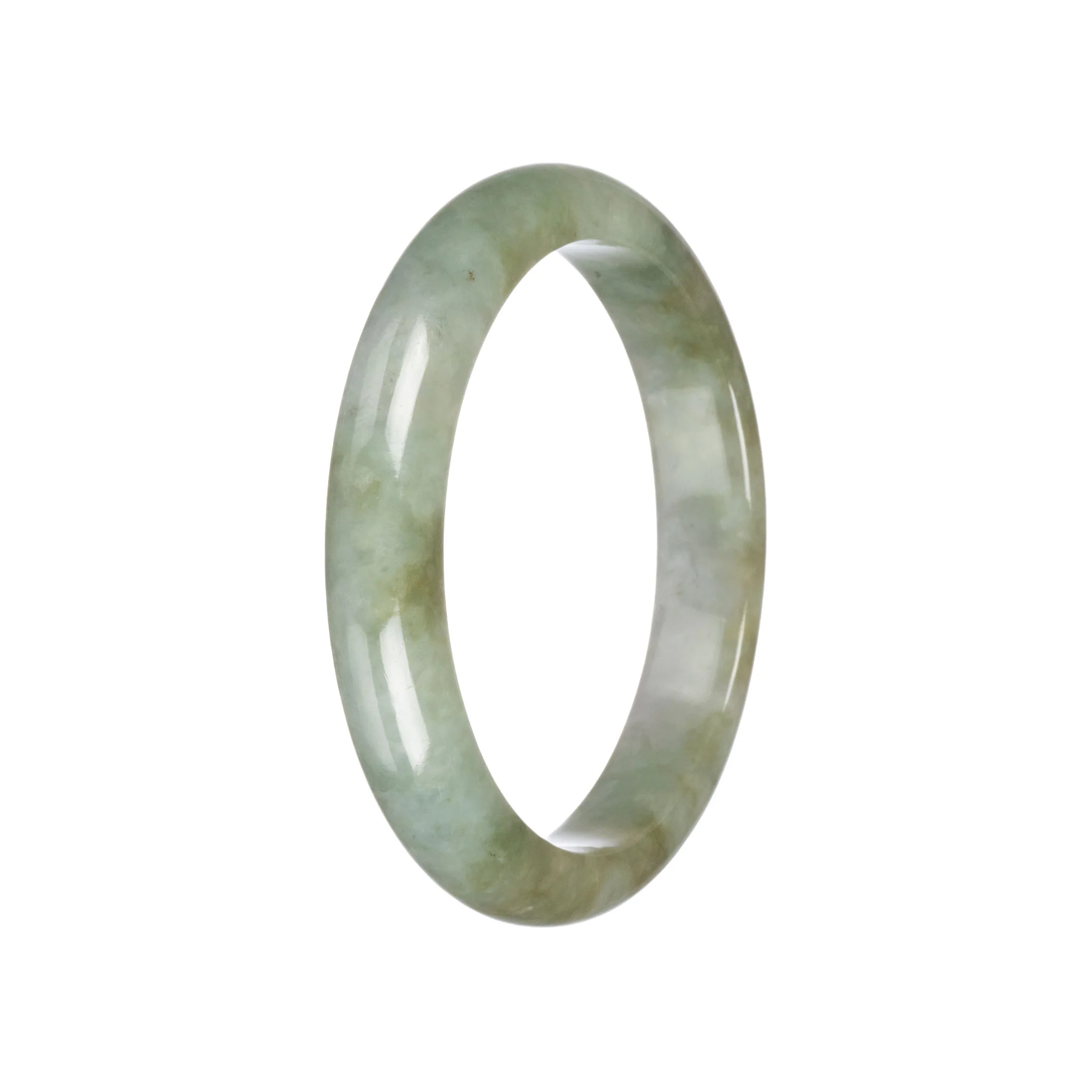 Genuine Untreated Olive green pattern Jadeite Bangle - 59mm Semi Round - Image 6