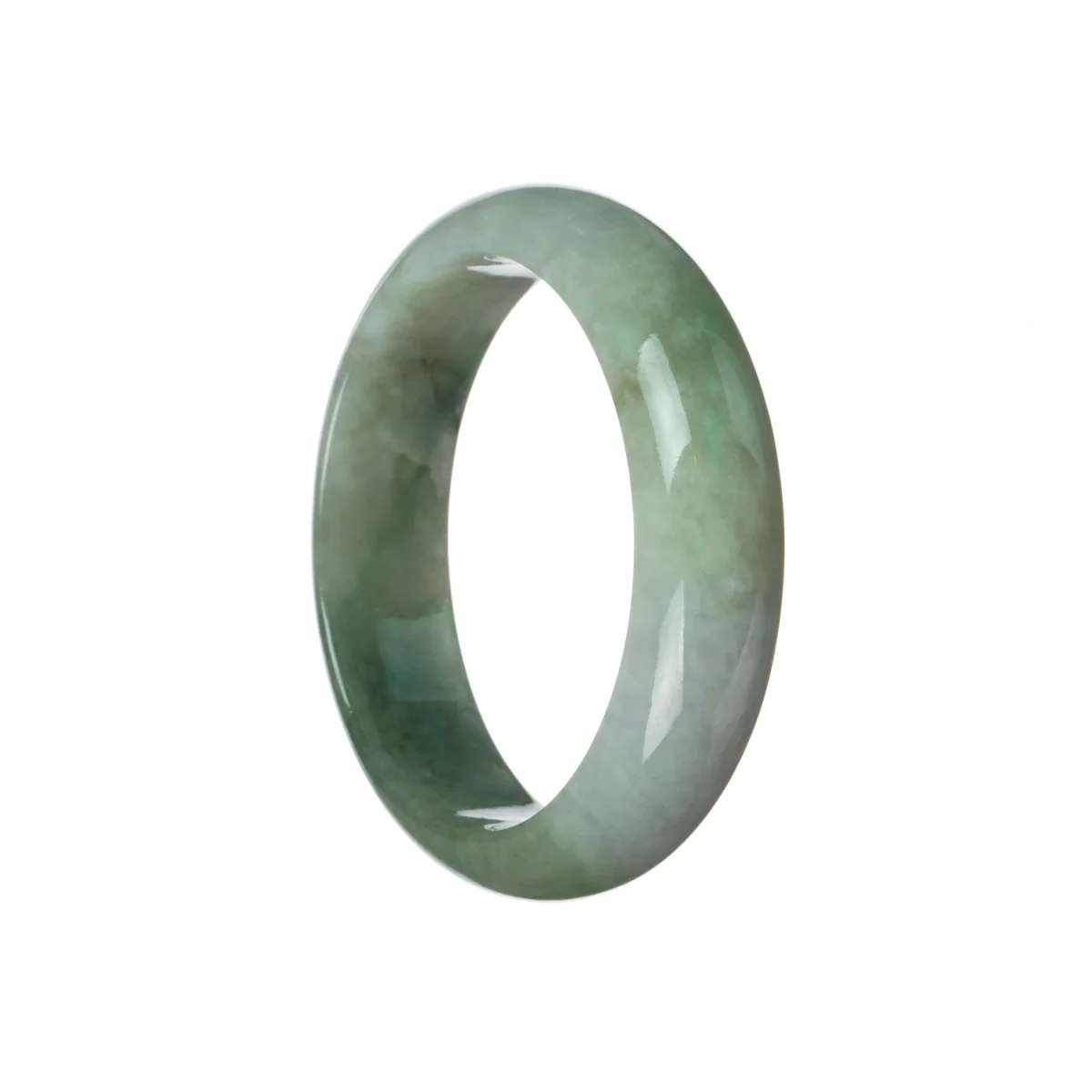 Genuine Untreated Green with lavender Burma Jade Bangle Bracelet - 59mm Half Moon - Image 2