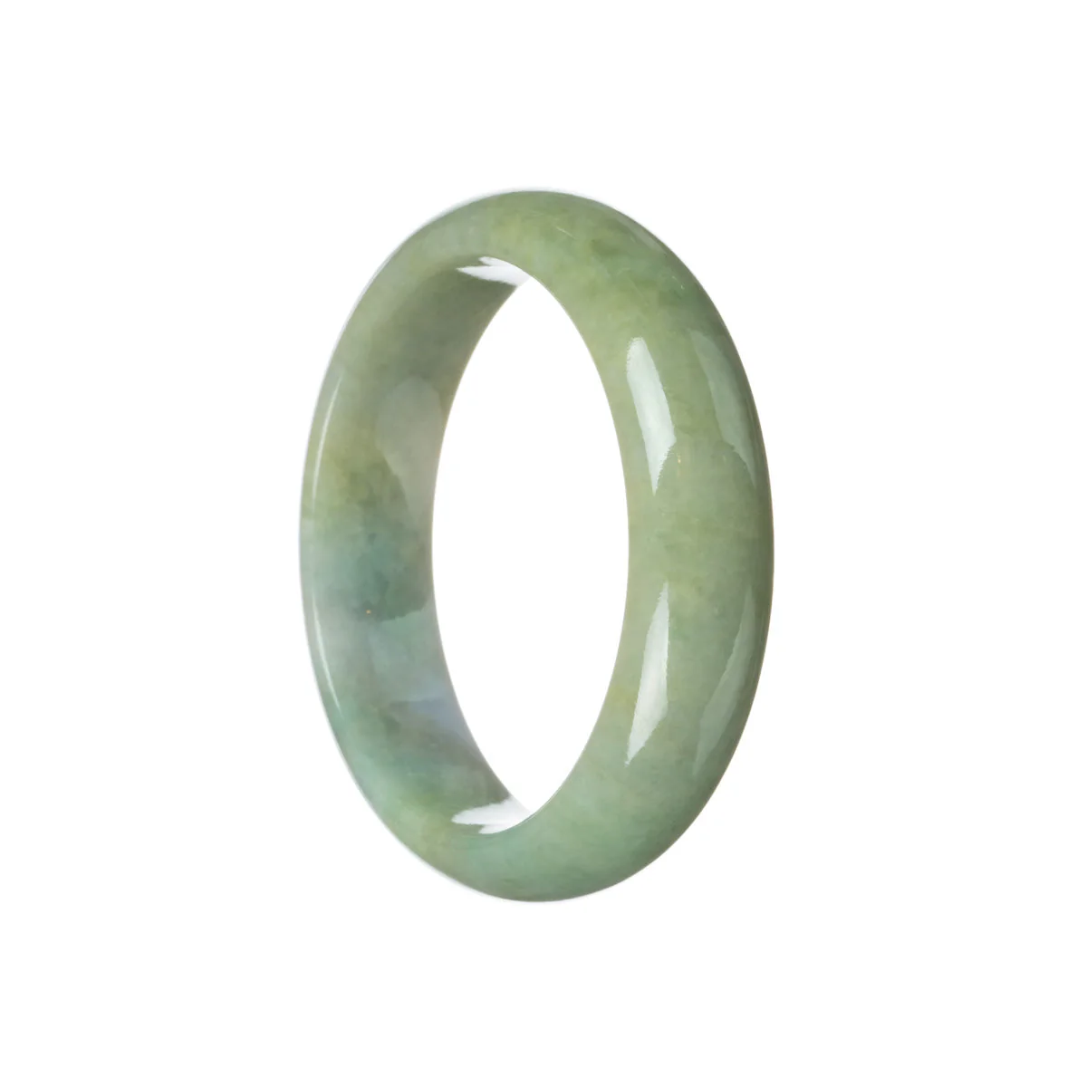 Real Type A Green with Lavender Jadeite Bangle - 59mm Half Moon