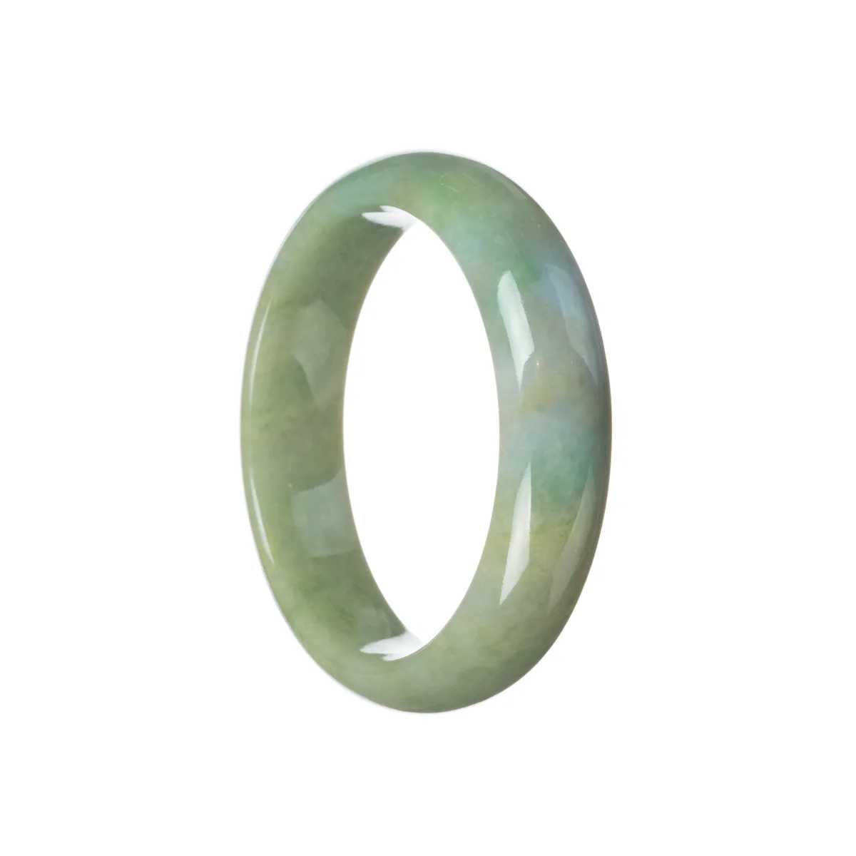 Real Type A Green with Lavender Jadeite Bangle - 59mm Half Moon - Image 3