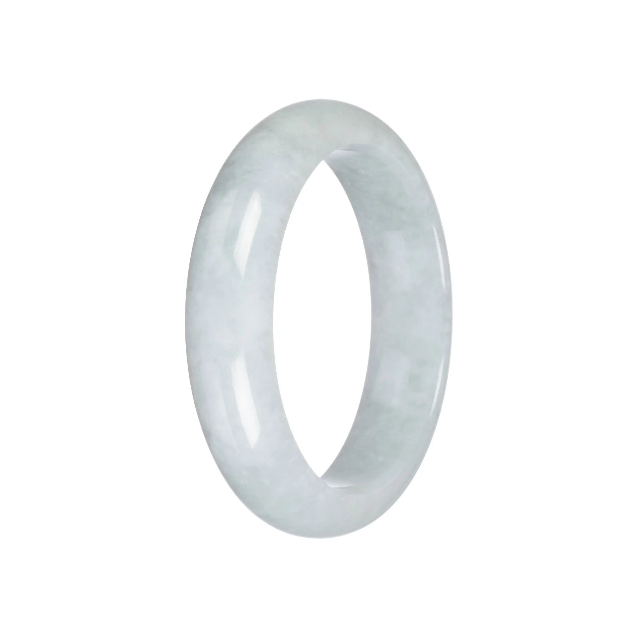 Genuine Grade A Pale Green Burma Jade Bangle - 58mm Half Moon - Image 2