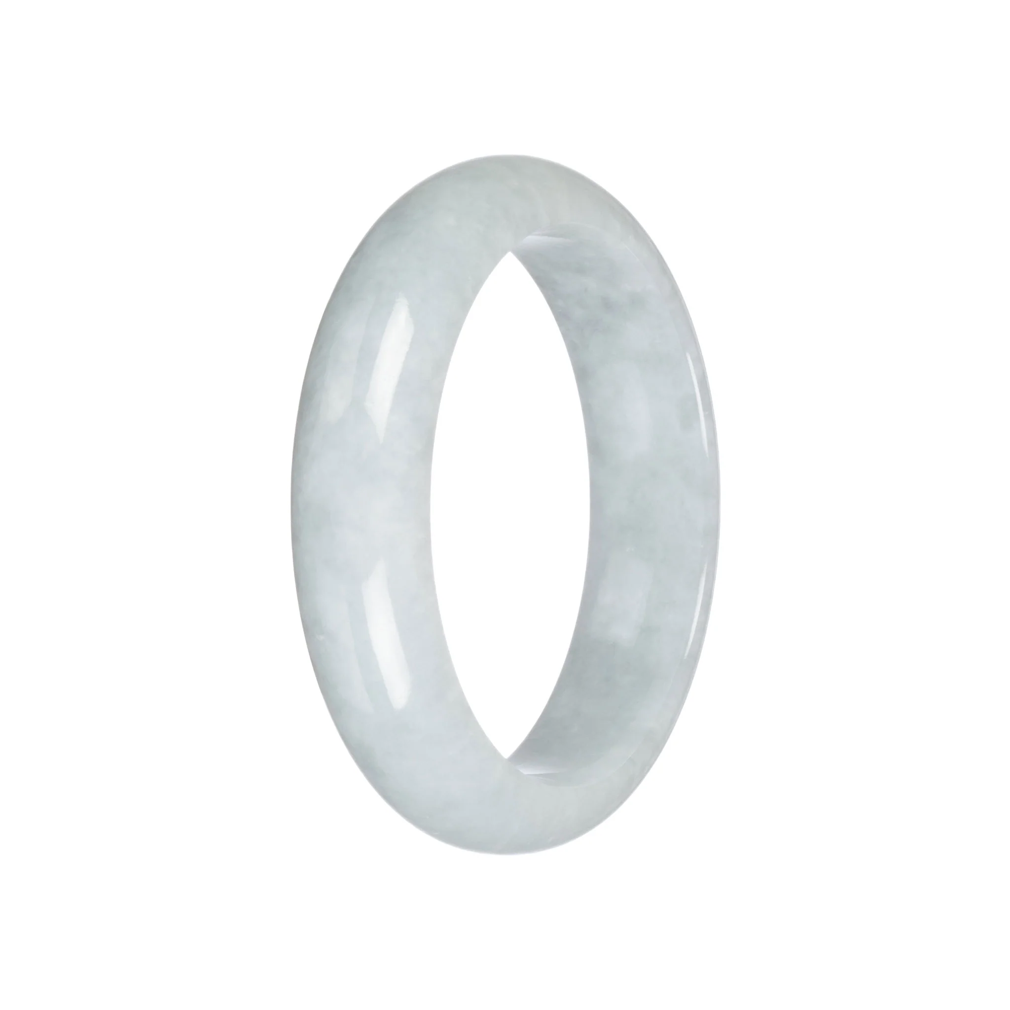 Genuine Grade A Pale Green Burma Jade Bangle - 58mm Half Moon - Image 3