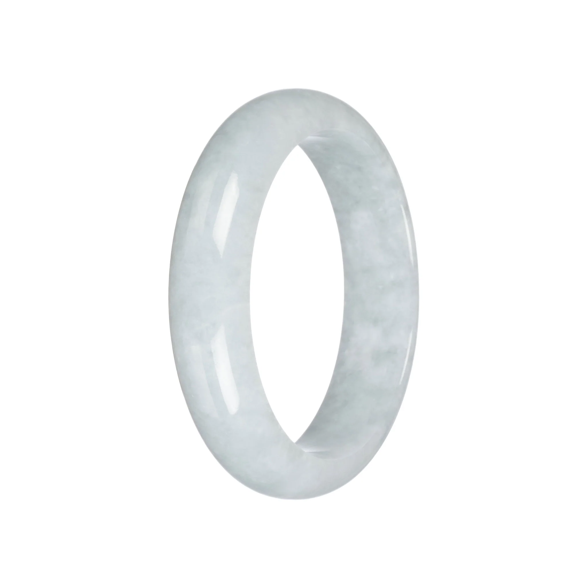 Genuine Grade A Pale Green Burma Jade Bangle - 58mm Half Moon - Image 4