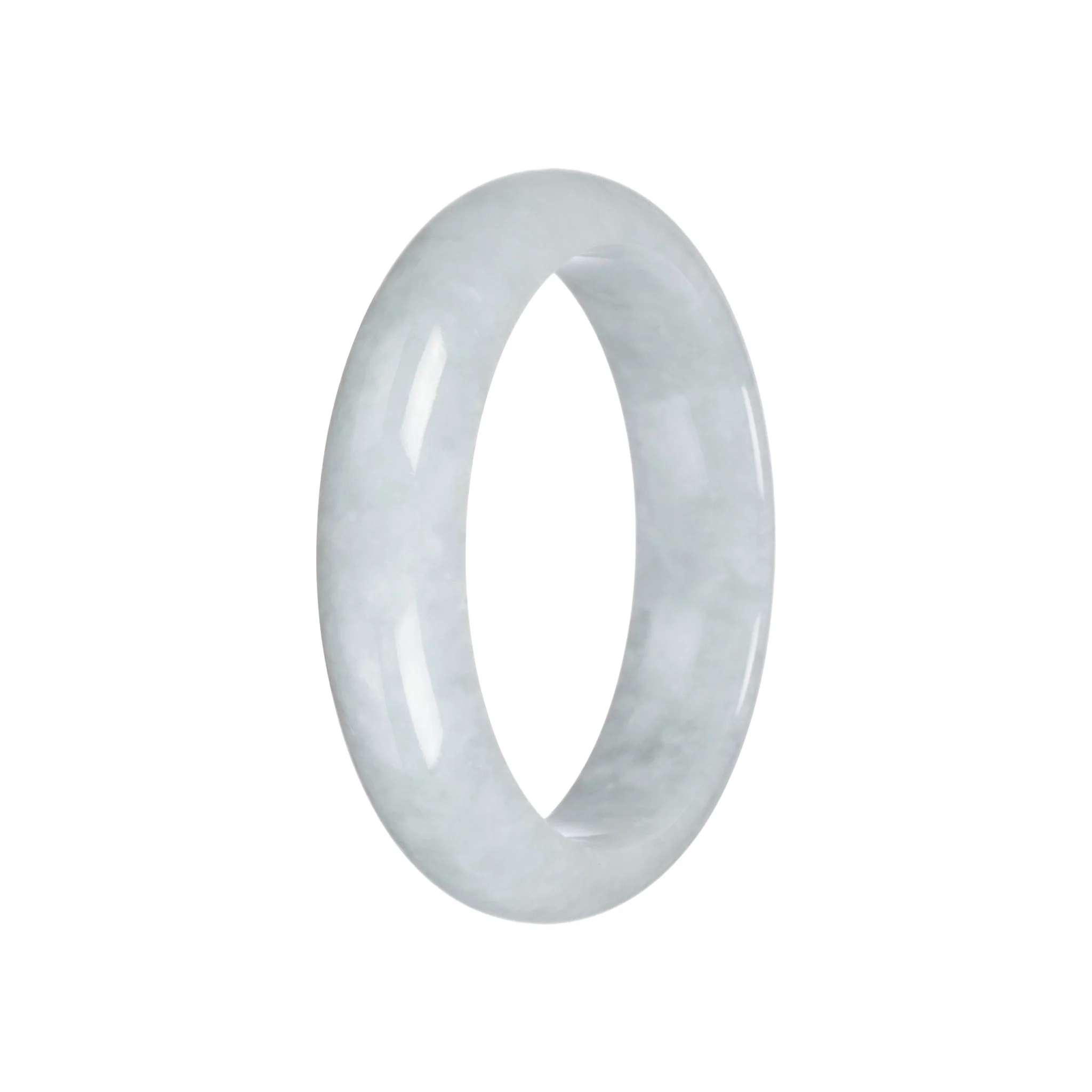Genuine Grade A Pale Green Burma Jade Bangle - 58mm Half Moon - Image 6