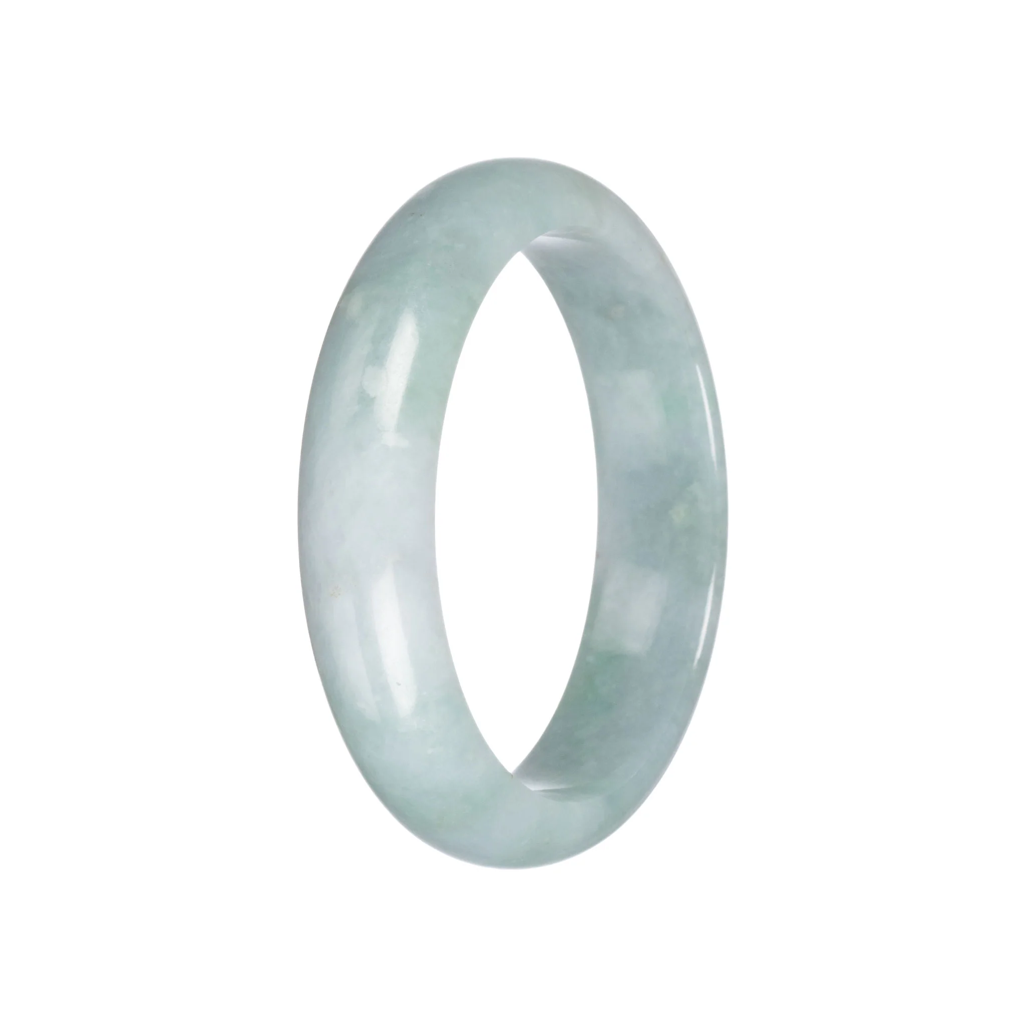 Real Grade A Green Burmese Jade Bangle Bracelet - 58mm Half Moon - Image 2