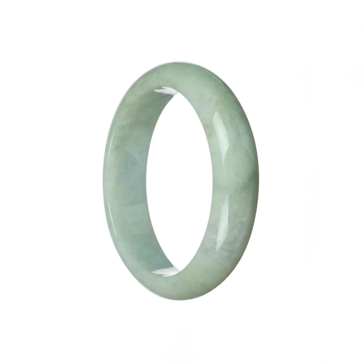Authentic Grade A Pale green and lavender Burma Jade Bangle Bracelet - 59mm Half Moon