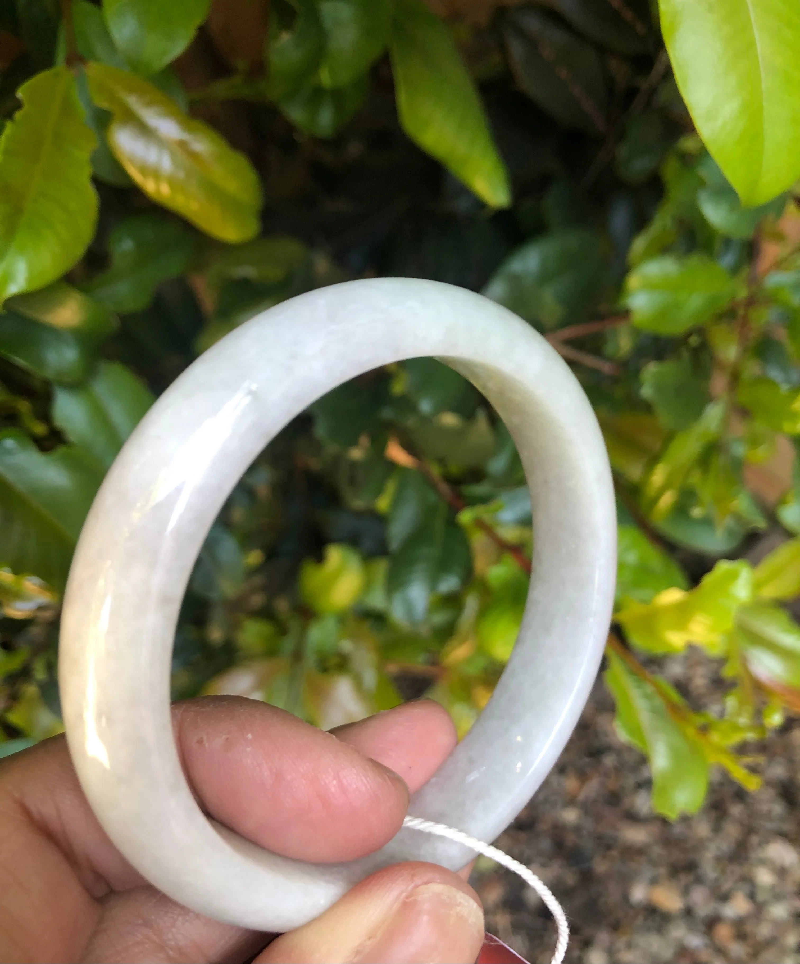 Genuine Natural Pale lavender with green Jadeite Jade Bracelet - 59mm Half Moon - Image 4