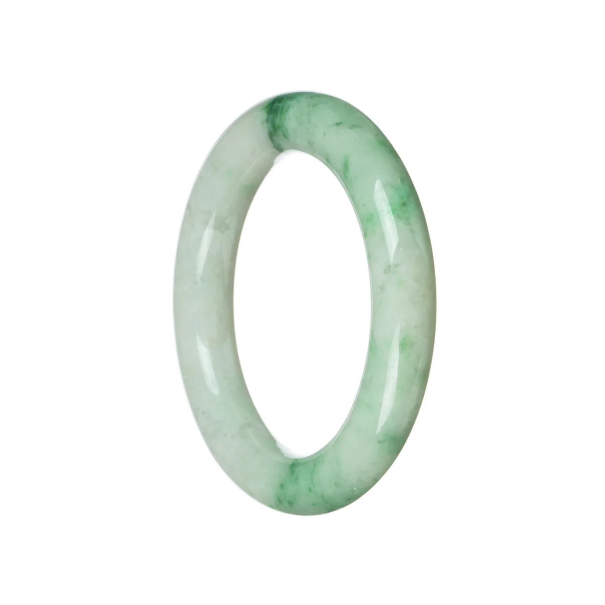 Authentic Type A White with Emerald Green Jadeite Jade Bangle - 56mm Round