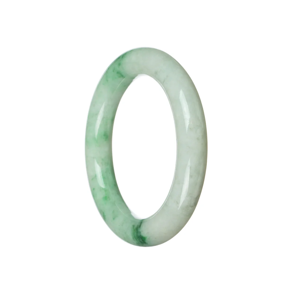 Authentic Type A White with Emerald Green Jadeite Jade Bangle - 56mm Round - Image 2