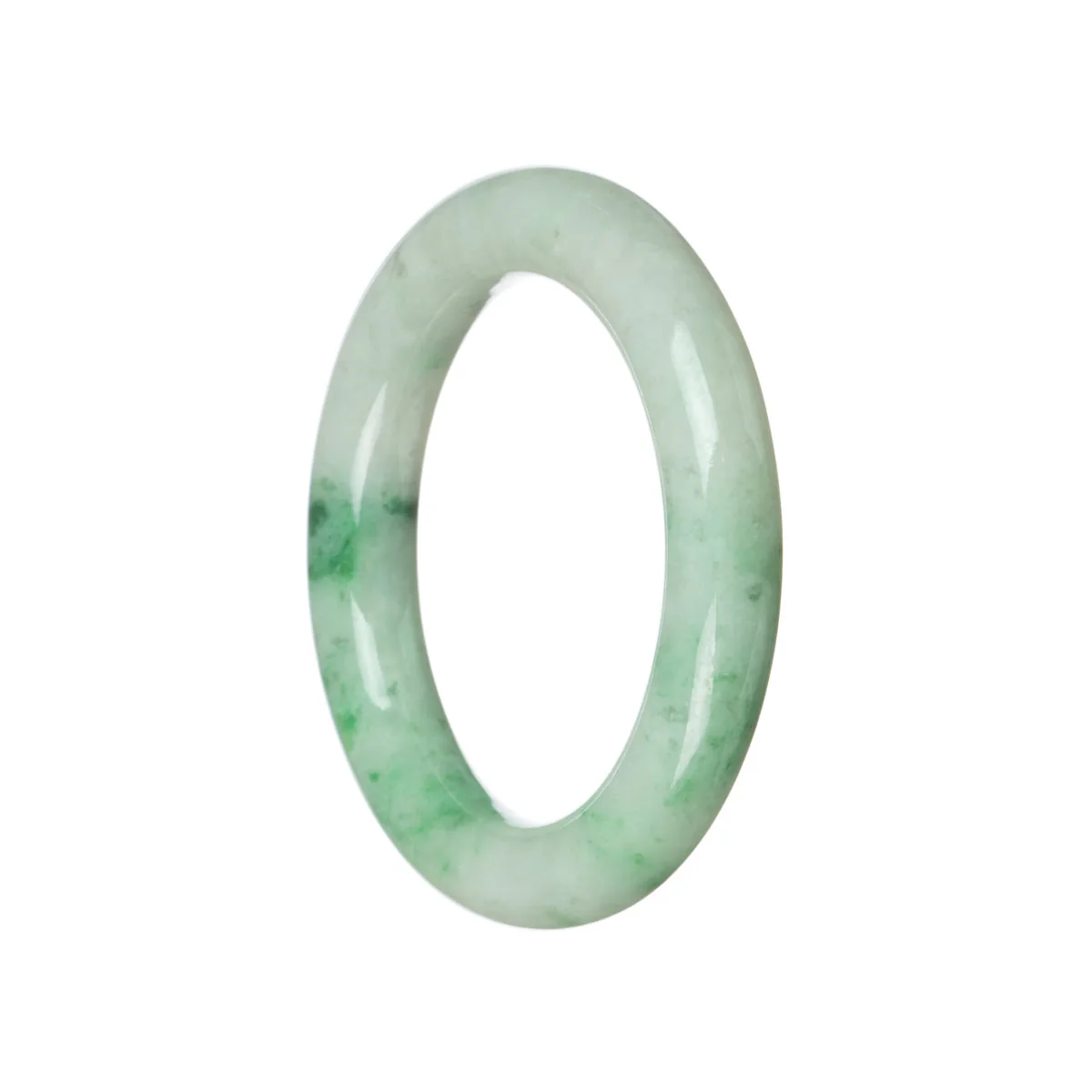 Authentic Type A White with Emerald Green Jadeite Jade Bangle - 56mm Round - Image 3