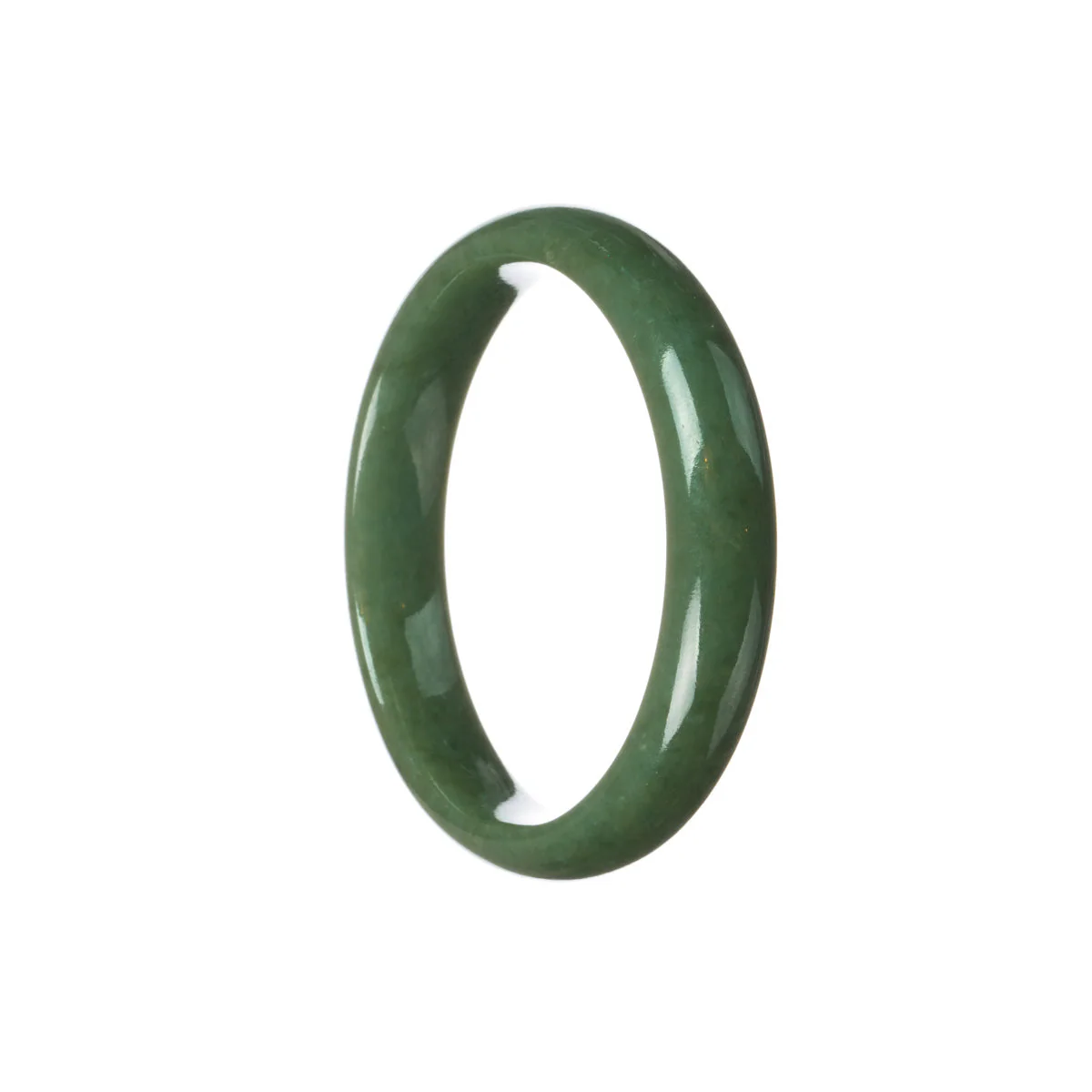 Genuine Untreated Deep Green Burma Jade Bangle Bracelet - 57mm Half Moon