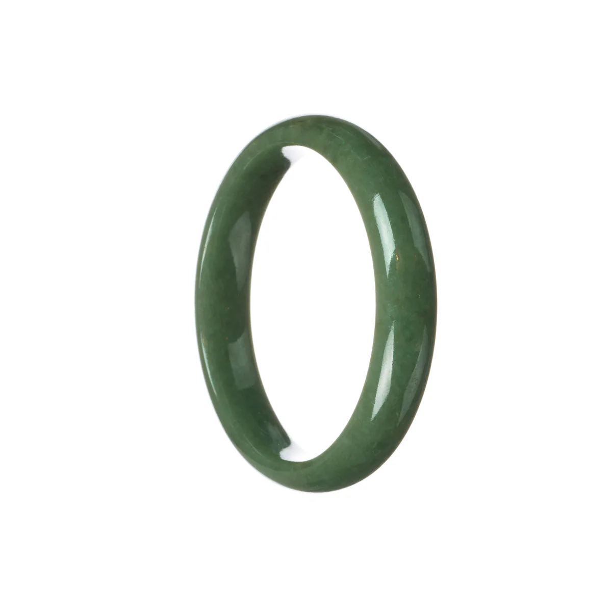 Genuine Untreated Deep Green Burma Jade Bangle Bracelet - 57mm Half Moon - Image 2