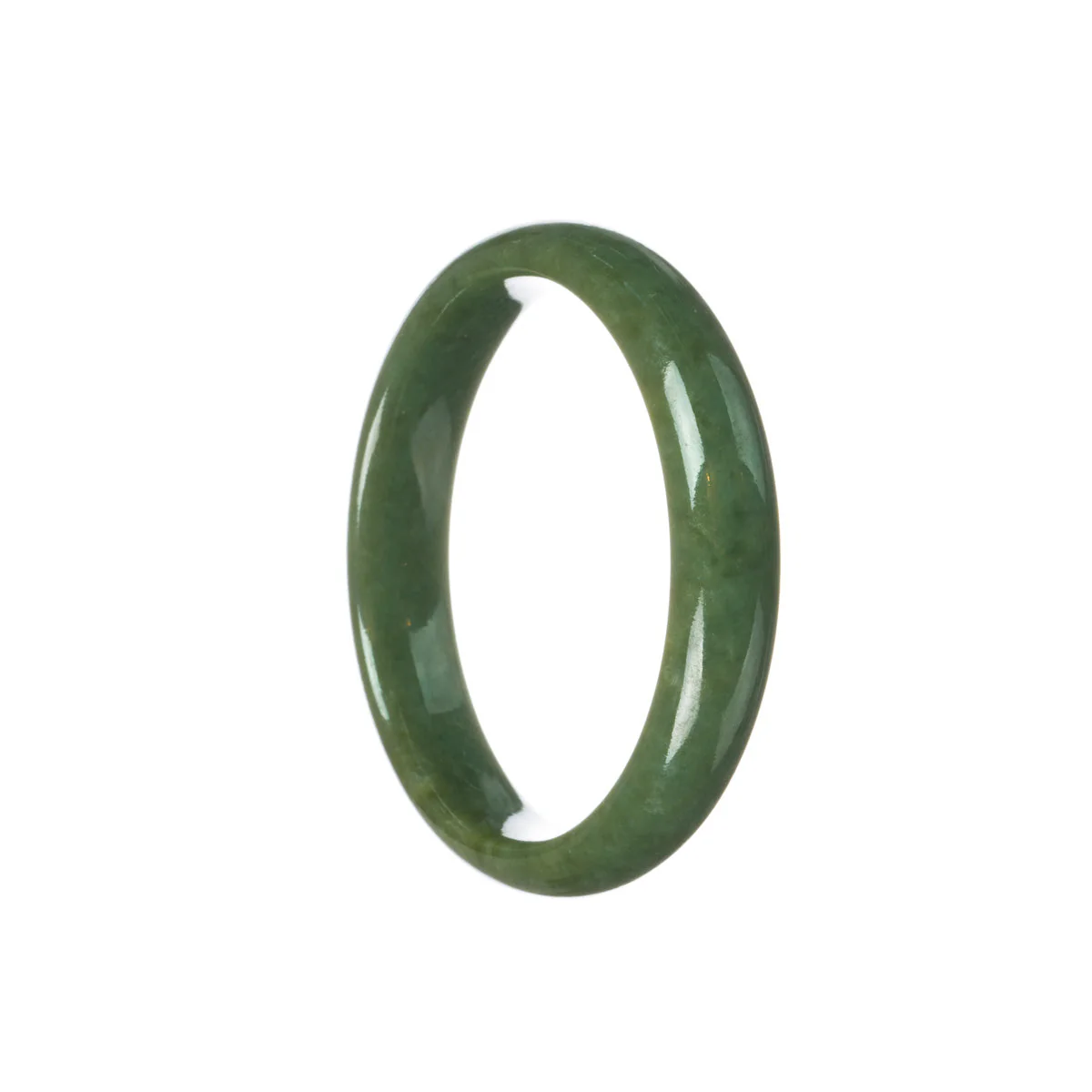 Genuine Untreated Deep Green Burma Jade Bangle Bracelet - 57mm Half Moon - Image 3