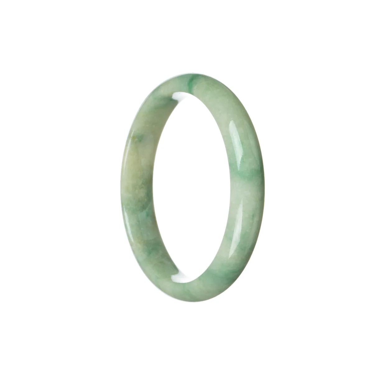 Real Type A Green on light green flower Jadeite Jade Bangle Bracelet - 57mm Half Moon