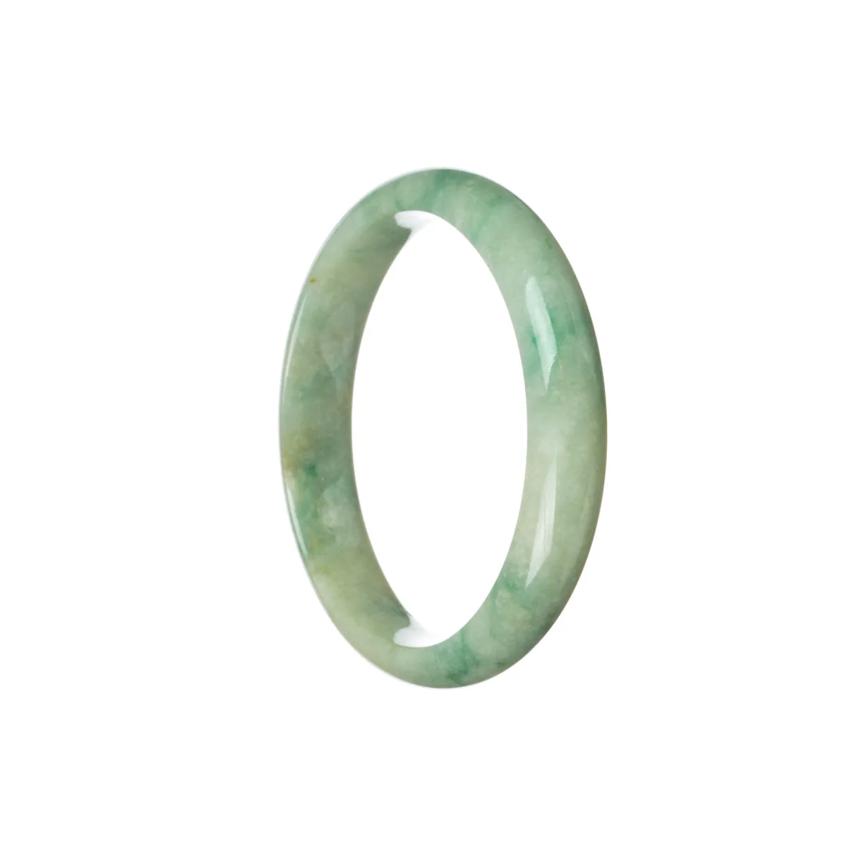 Real Type A Green on light green flower Jadeite Jade Bangle Bracelet - 57mm Half Moon - Image 2