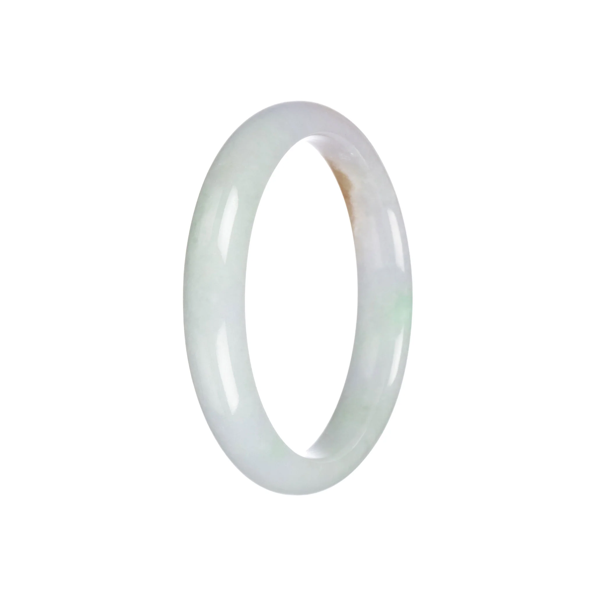 Genuine Type A Light Green and Yellowish Brown Jadeite Bracelet - 57mm Half Moon