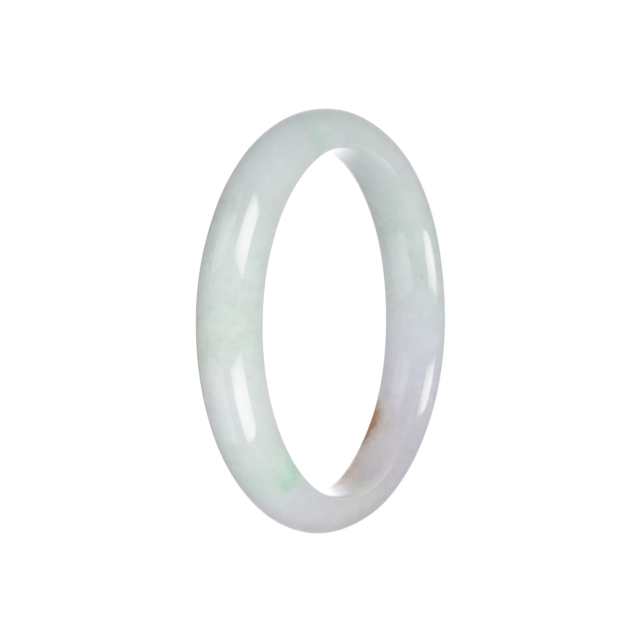 Genuine Type A Light Green and Yellowish Brown Jadeite Bracelet - 57mm Half Moon - Image 6