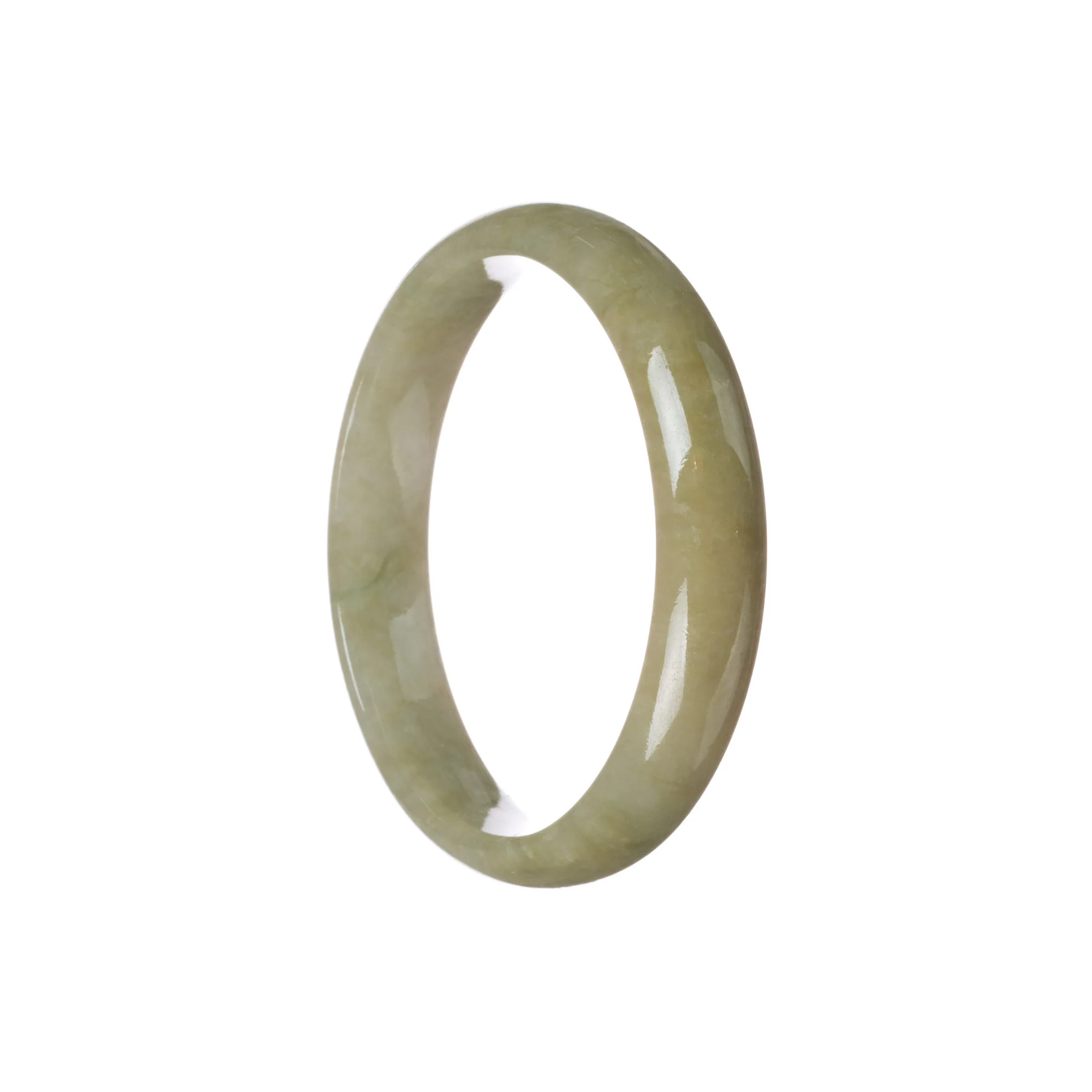 Certified Grade A Brownish Olive Green Jade Bracelet - 59mm Half Moon - Image 2