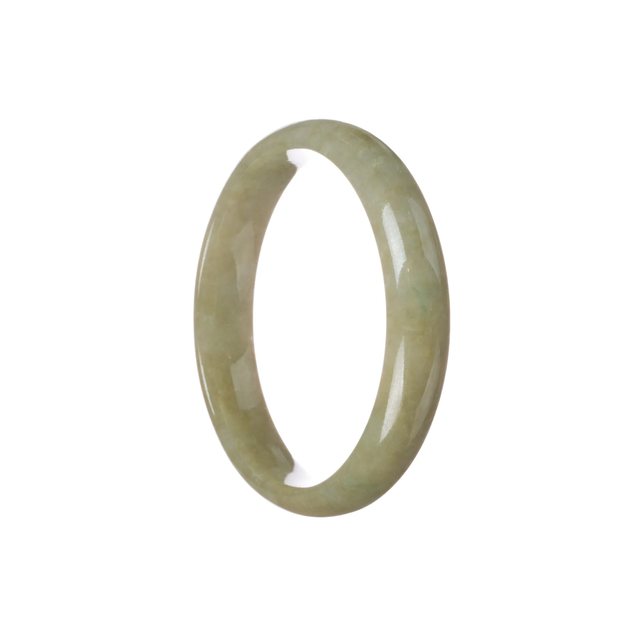 Certified Grade A Brownish Olive Green Jade Bracelet - 59mm Half Moon - Image 3