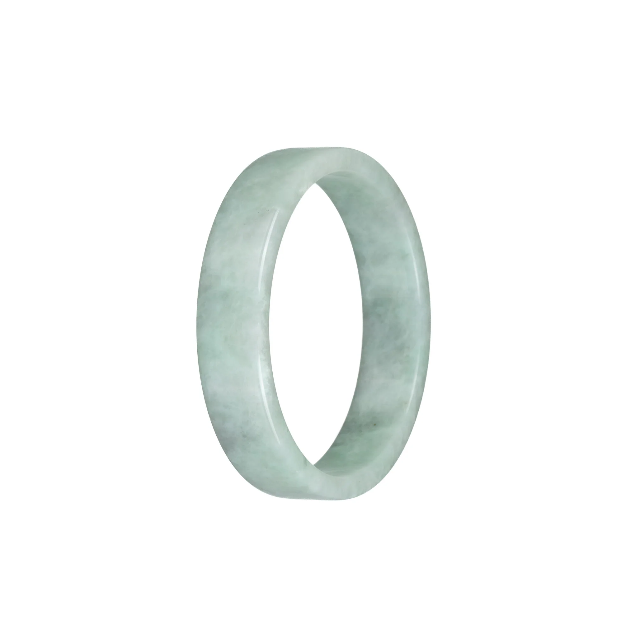 Genuine Natural Green Pattern Traditional Jade Bangle - 52mm Flat - Image 3