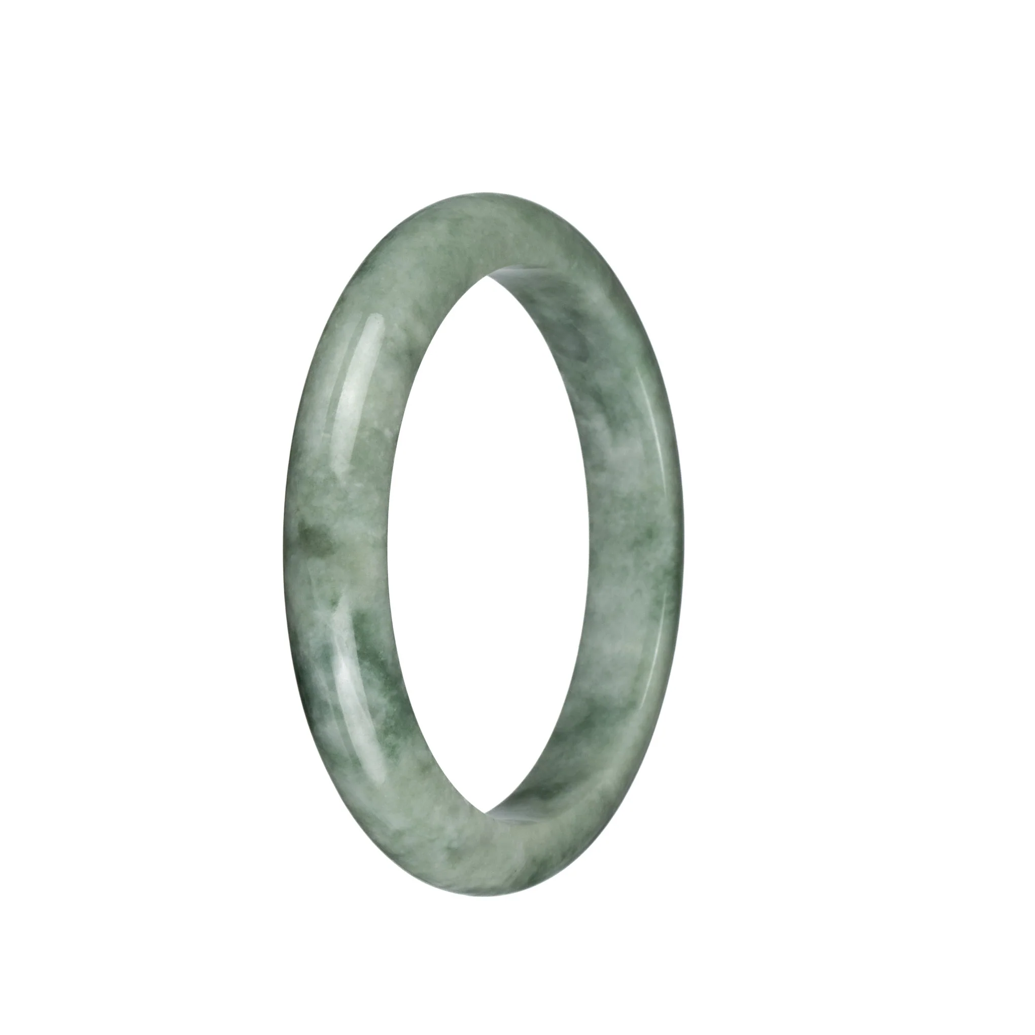 Genuine Natural Green Traditional Jade Bangle Bracelet - 58mm Semi Round - Image 2