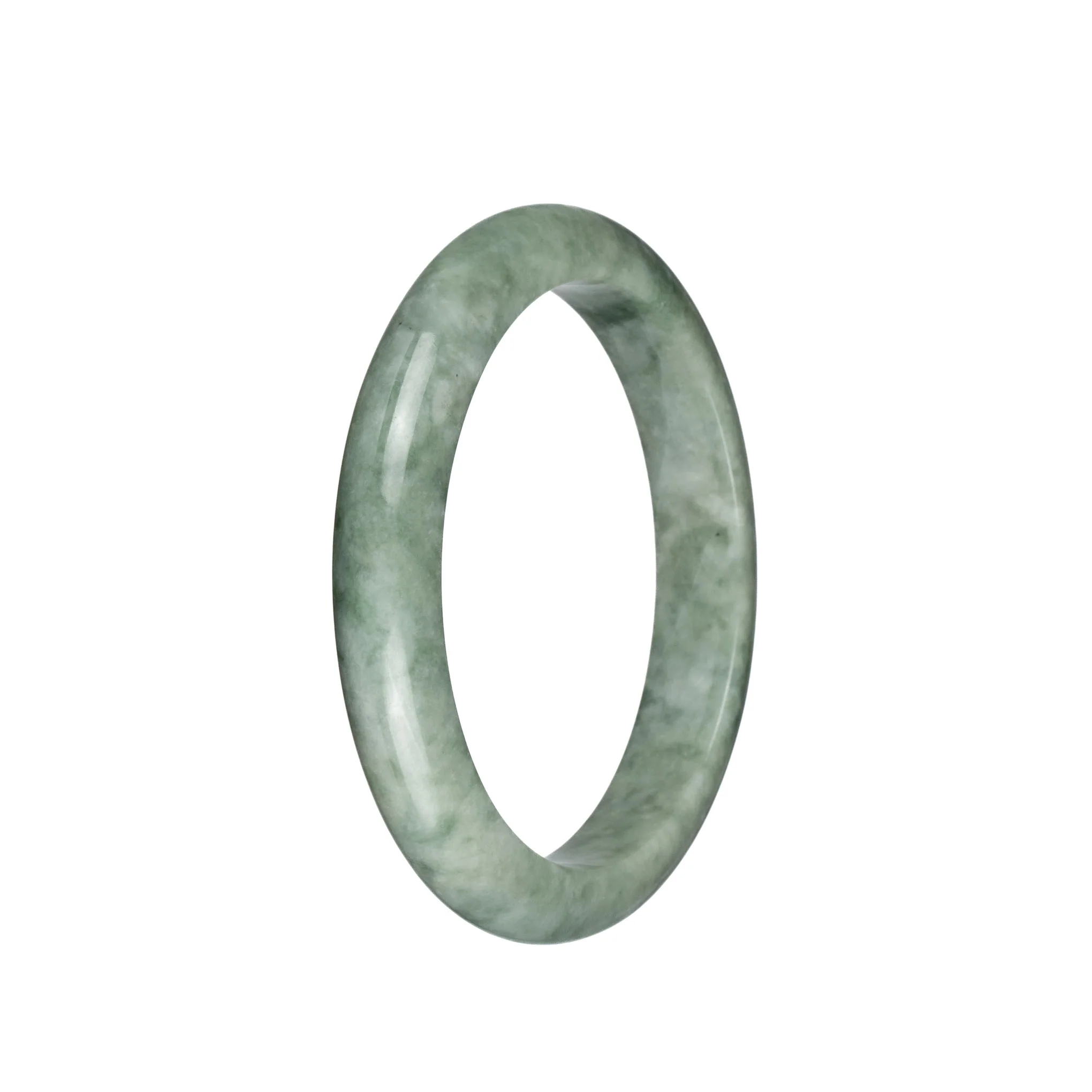 Genuine Natural Green Traditional Jade Bangle Bracelet - 58mm Semi Round - Image 3