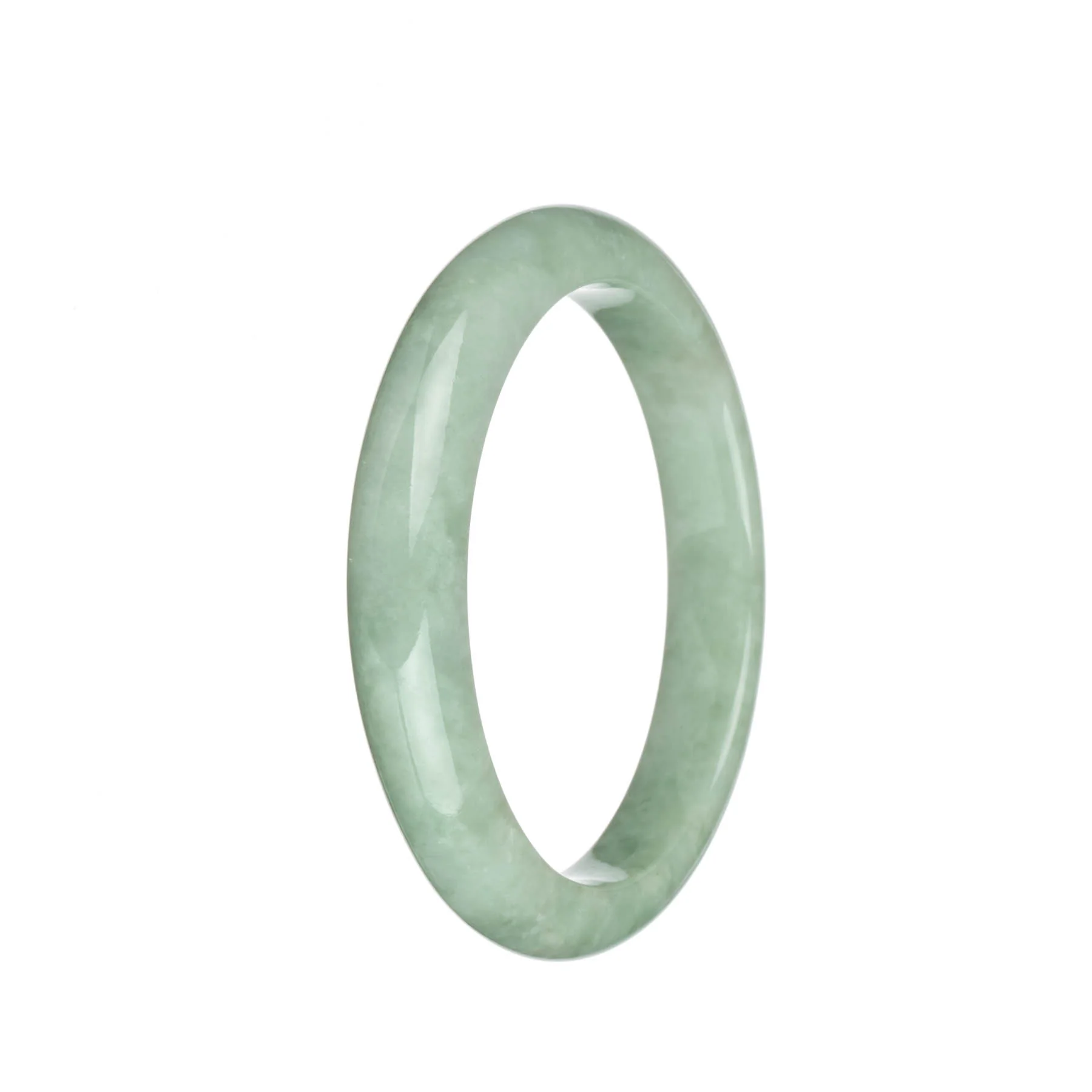 Genuine Natural Light Green Traditional Jade Bangle Bracelet - 63mm Semi Round - Image 3