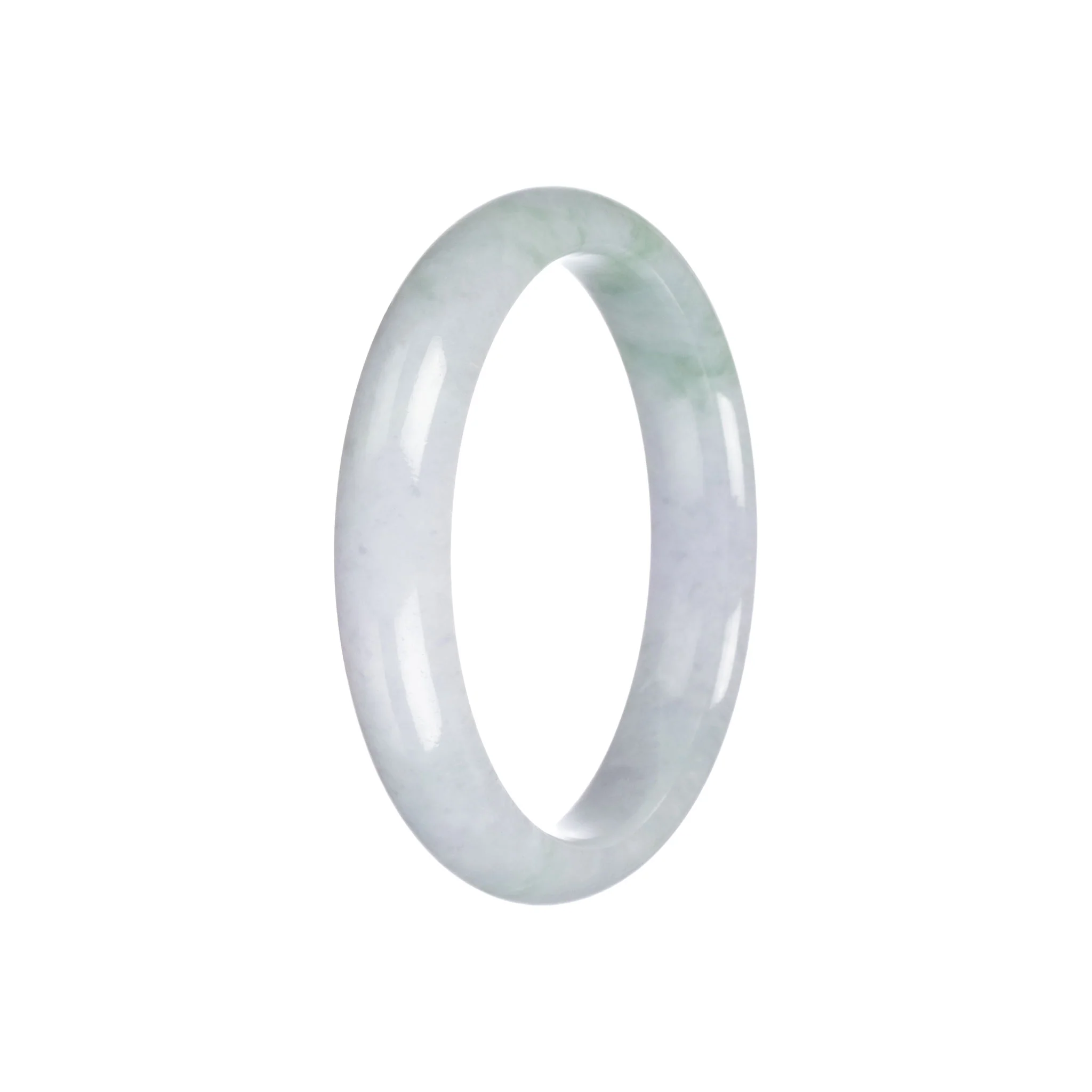 Genuine Natural White with Light Green Traditional Jade Bracelet - 57mm Half Moon - Image 2