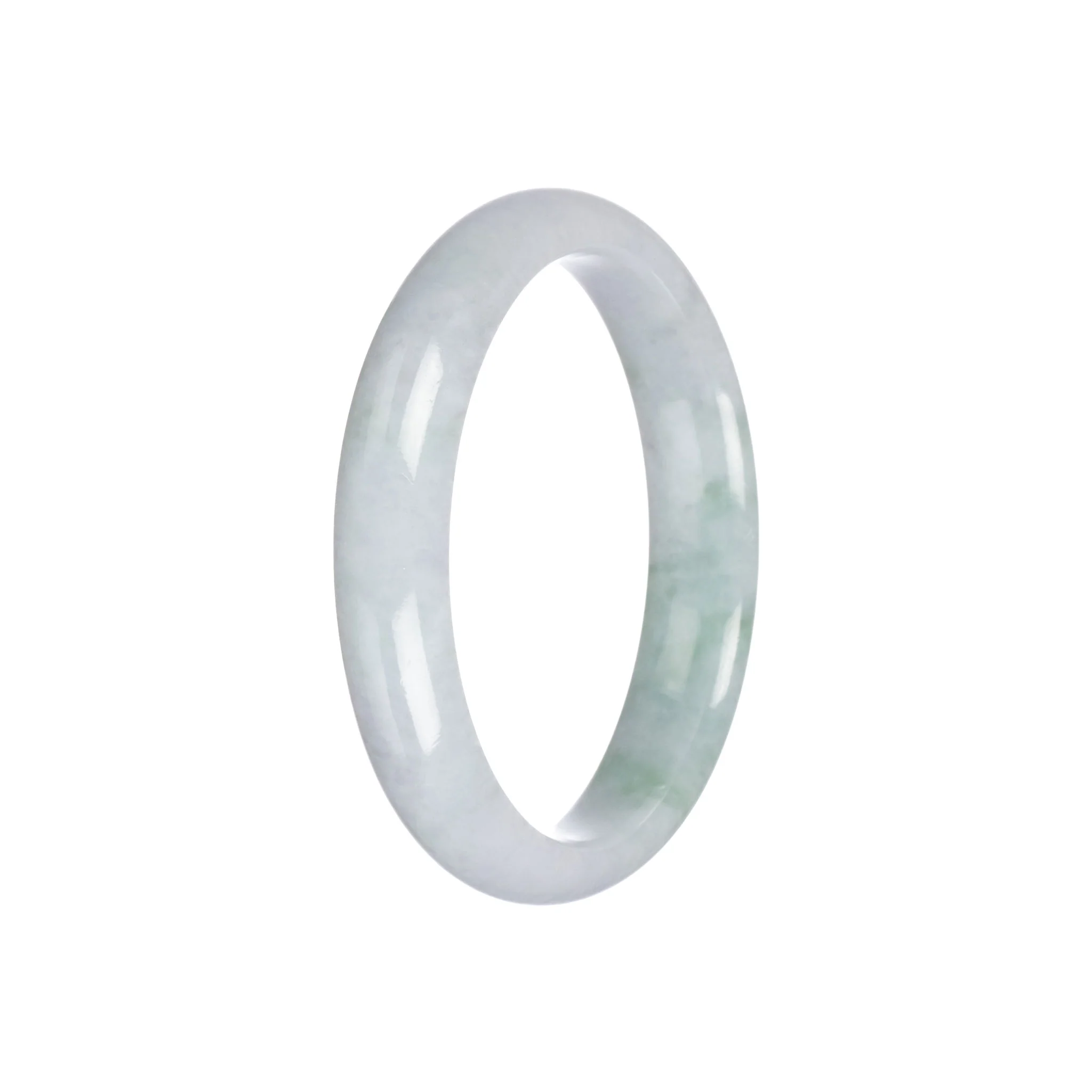 Genuine Natural White with Light Green Traditional Jade Bracelet - 57mm Half Moon - Image 3