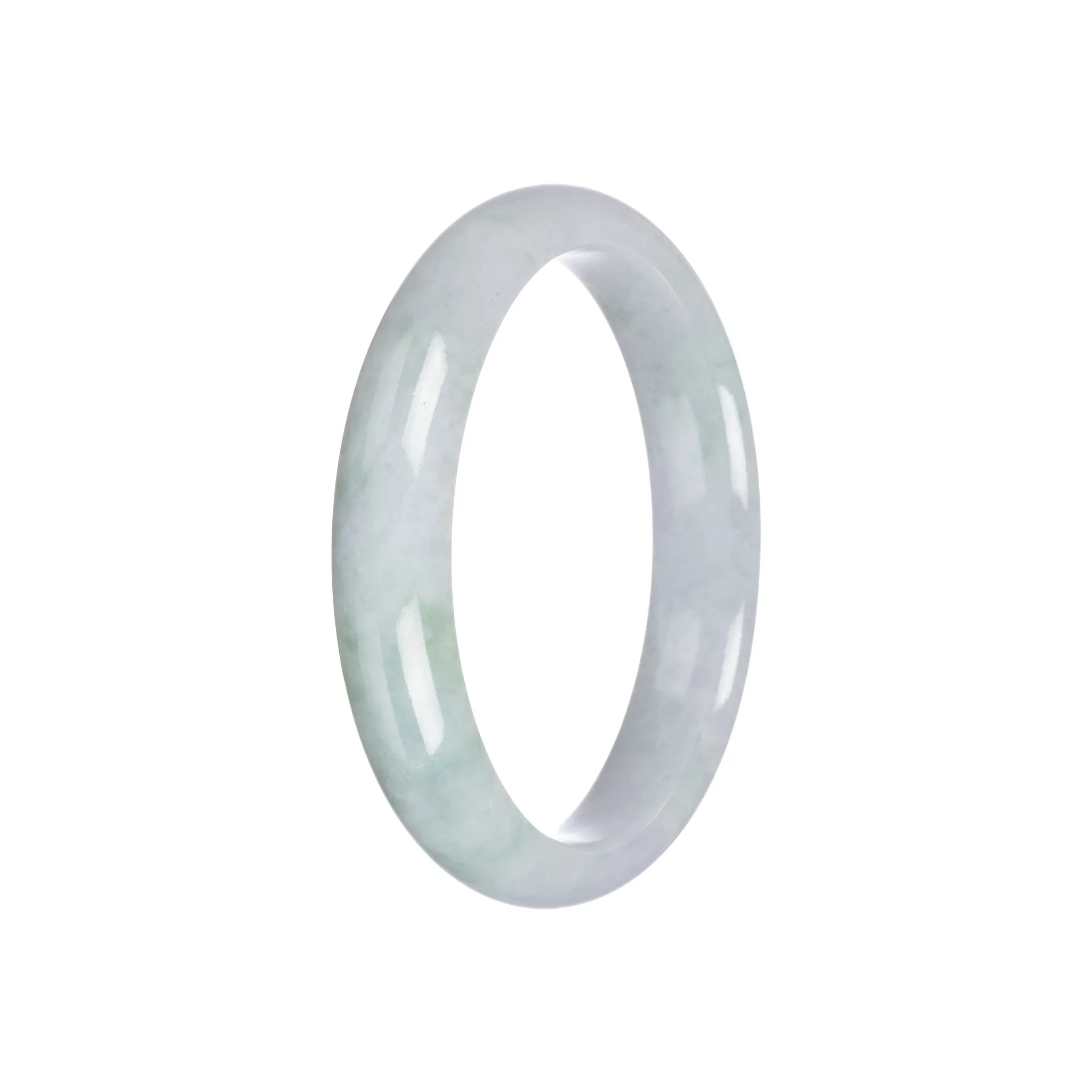 Genuine Natural White with Light Green Traditional Jade Bracelet - 57mm Half Moon - Image 4