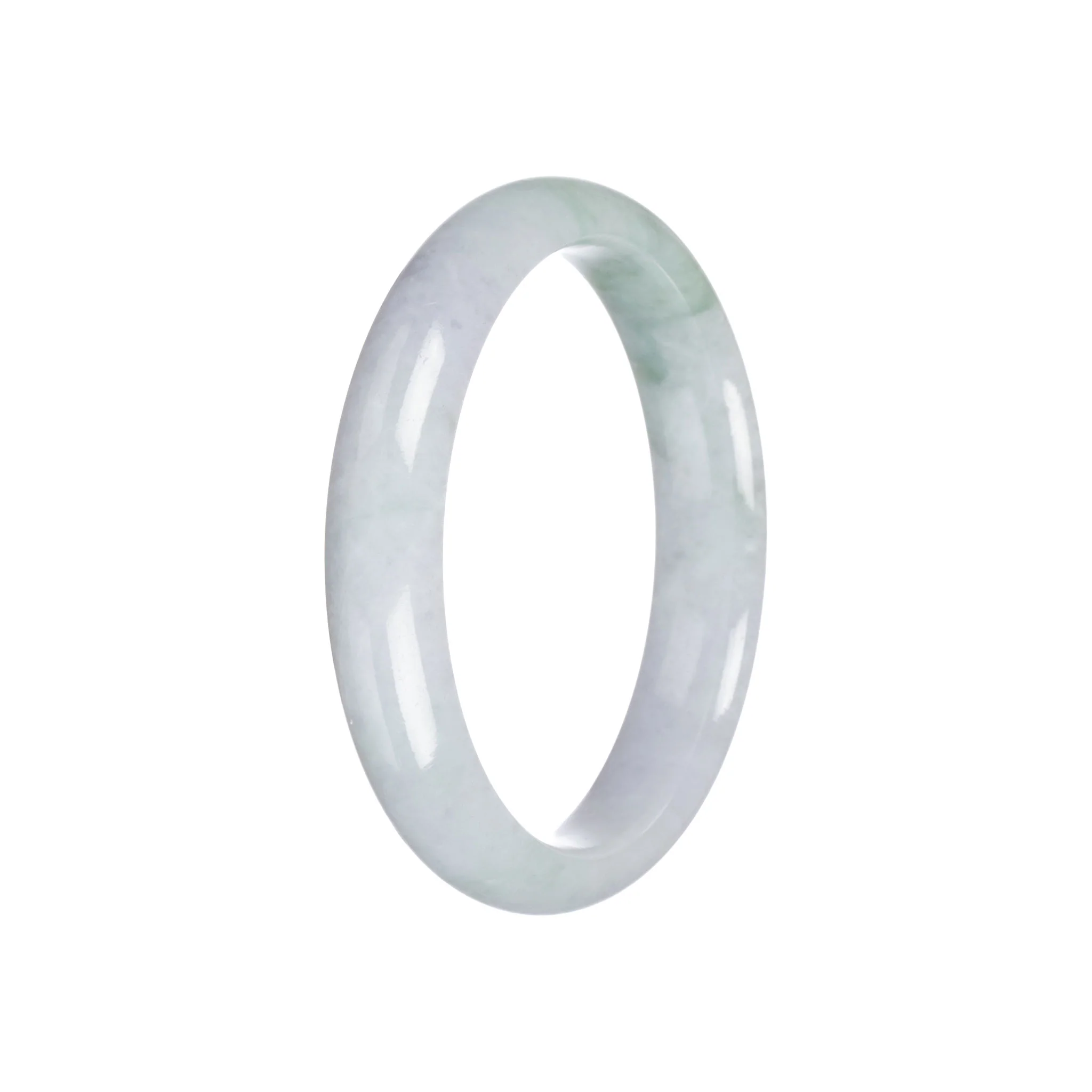 Genuine Natural White with Light Green Traditional Jade Bracelet - 57mm Half Moon - Image 5