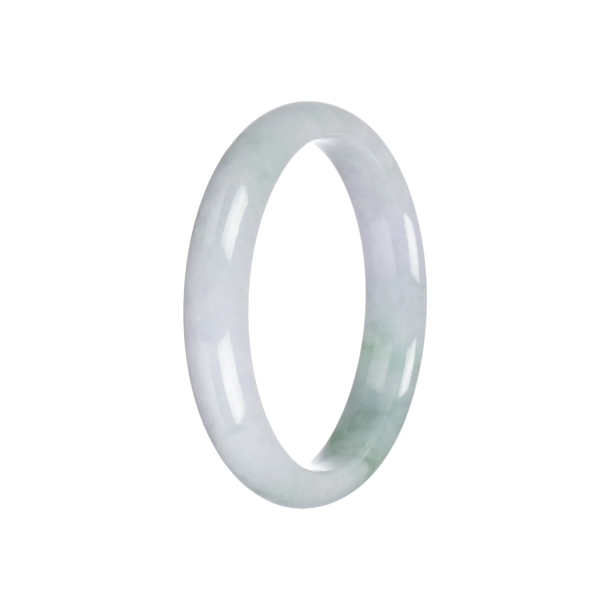 Genuine Natural White with Light Green Traditional Jade Bracelet - 57mm Half Moon - Image 6