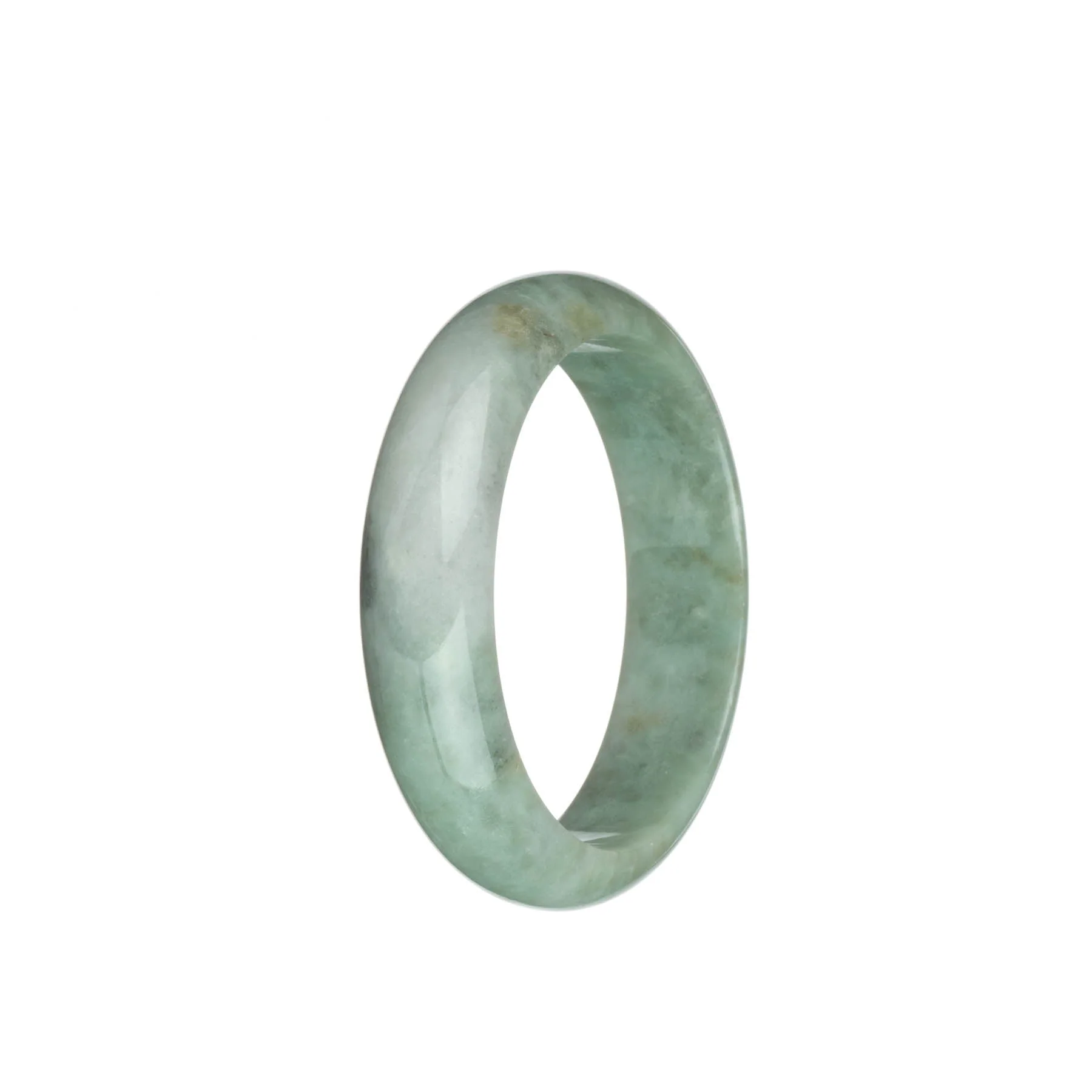 Genuine Natural Light Grey with Green and Brown Spots Jade Bracelet - 53mm Half Moon - Image 2