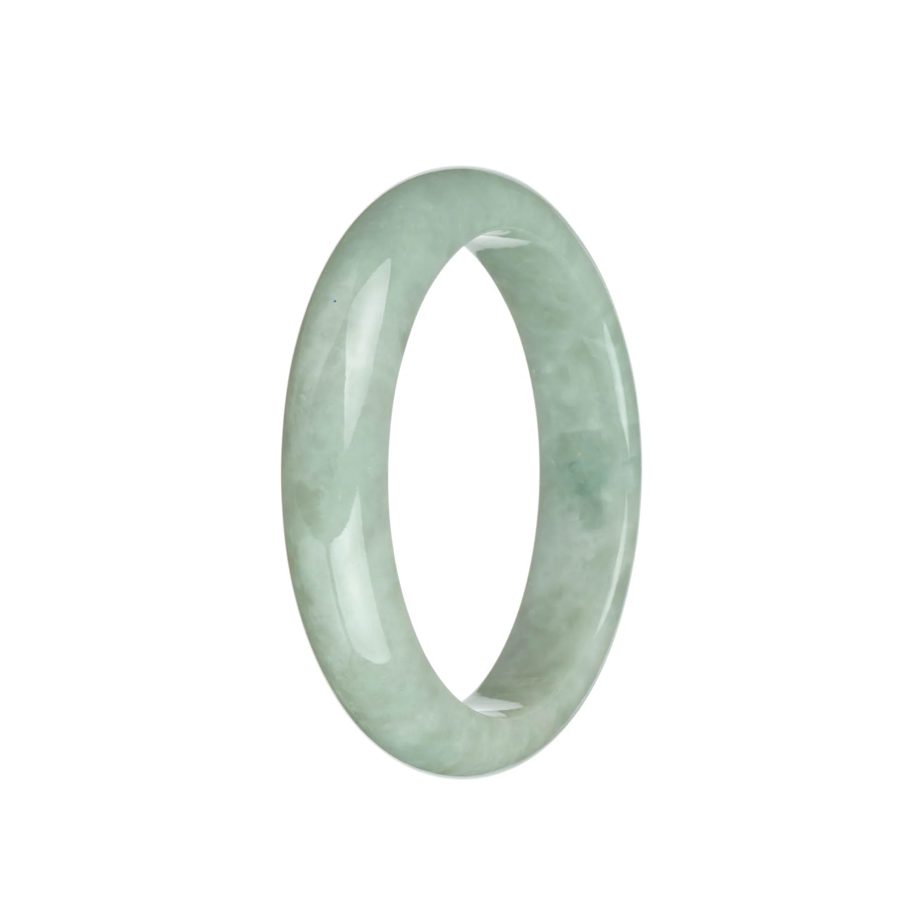 Genuine Natural Pale Green Jadeite Bangle Bracelet - 61mm Half Moon - Image 2